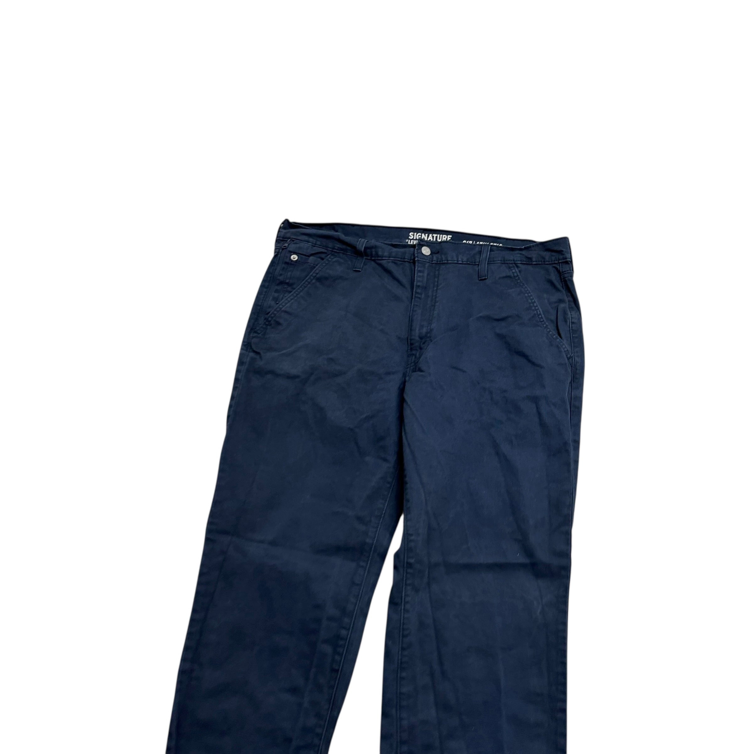 Levis Signature Trousers W38 L31 Mens Navy Blue Athletic Straight Stretch Pants