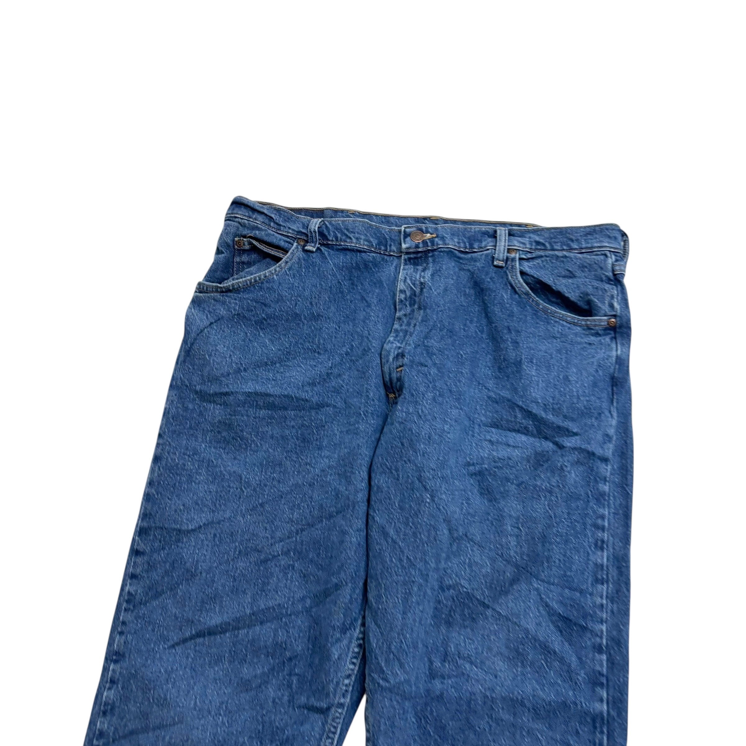 Wrangler Jeans W40 L30 Mens Mid Blue Relaxed Straight Fit Stretch Denim (F)