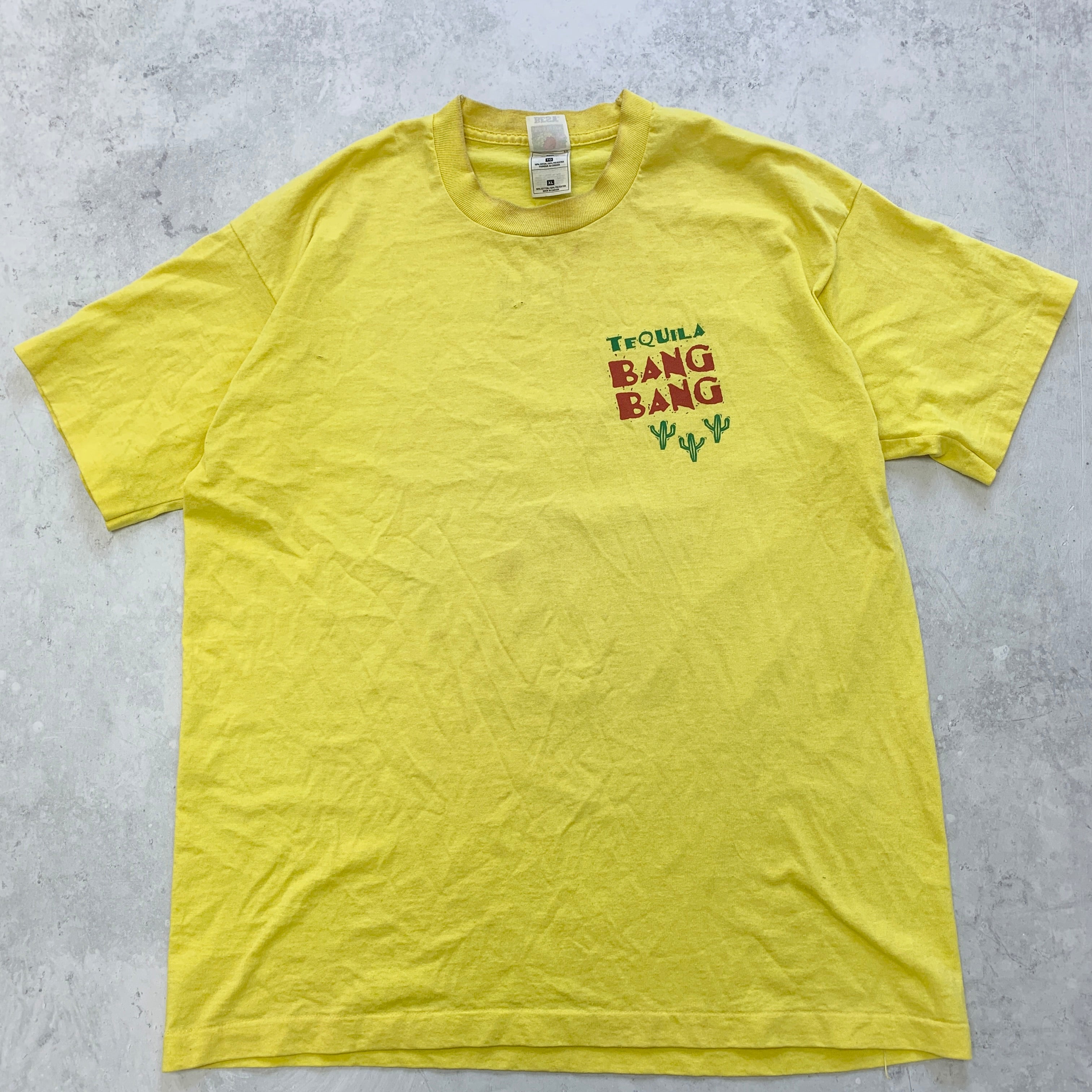 Vintage T Shirt Mens XL Yellow Single Stitch Graphic Print 90s USA Tourist