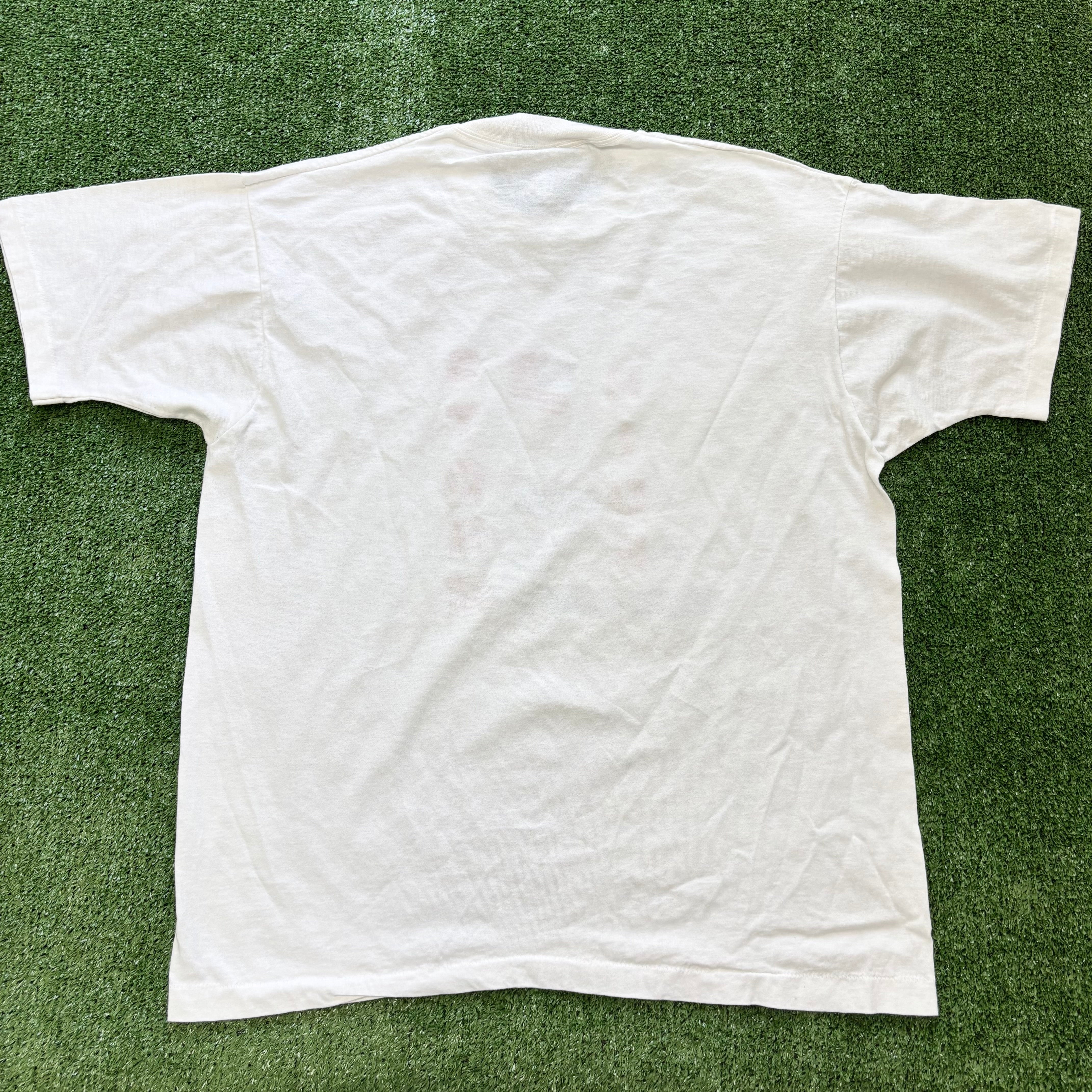 Vintage T Shirt Mens Large White Single Stitch Graphic Print 90s Desert Storm (E)