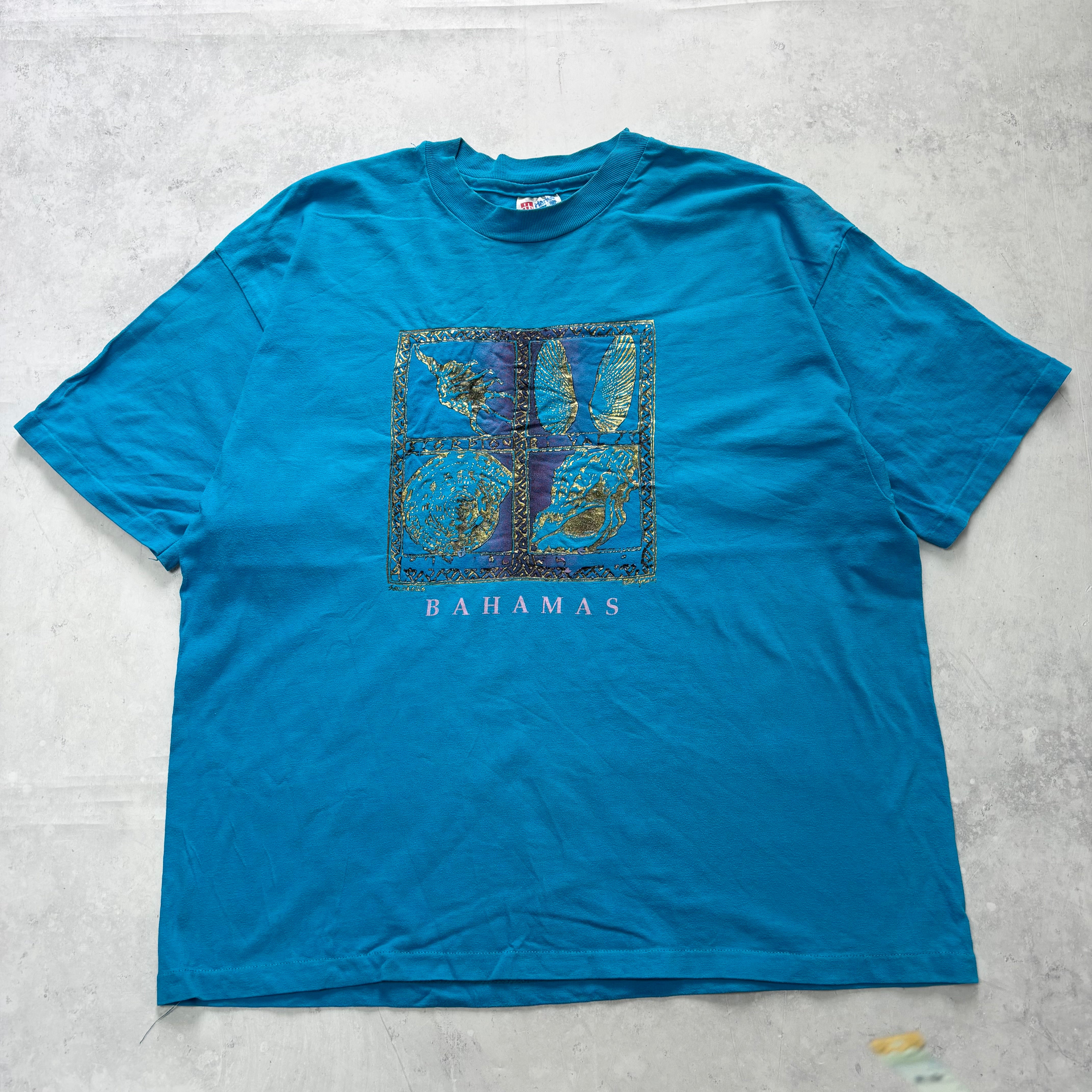Vintage T Shirt Mens XL Blue Single Stitch Graphic Print 90s Tourist Beefy (E)
