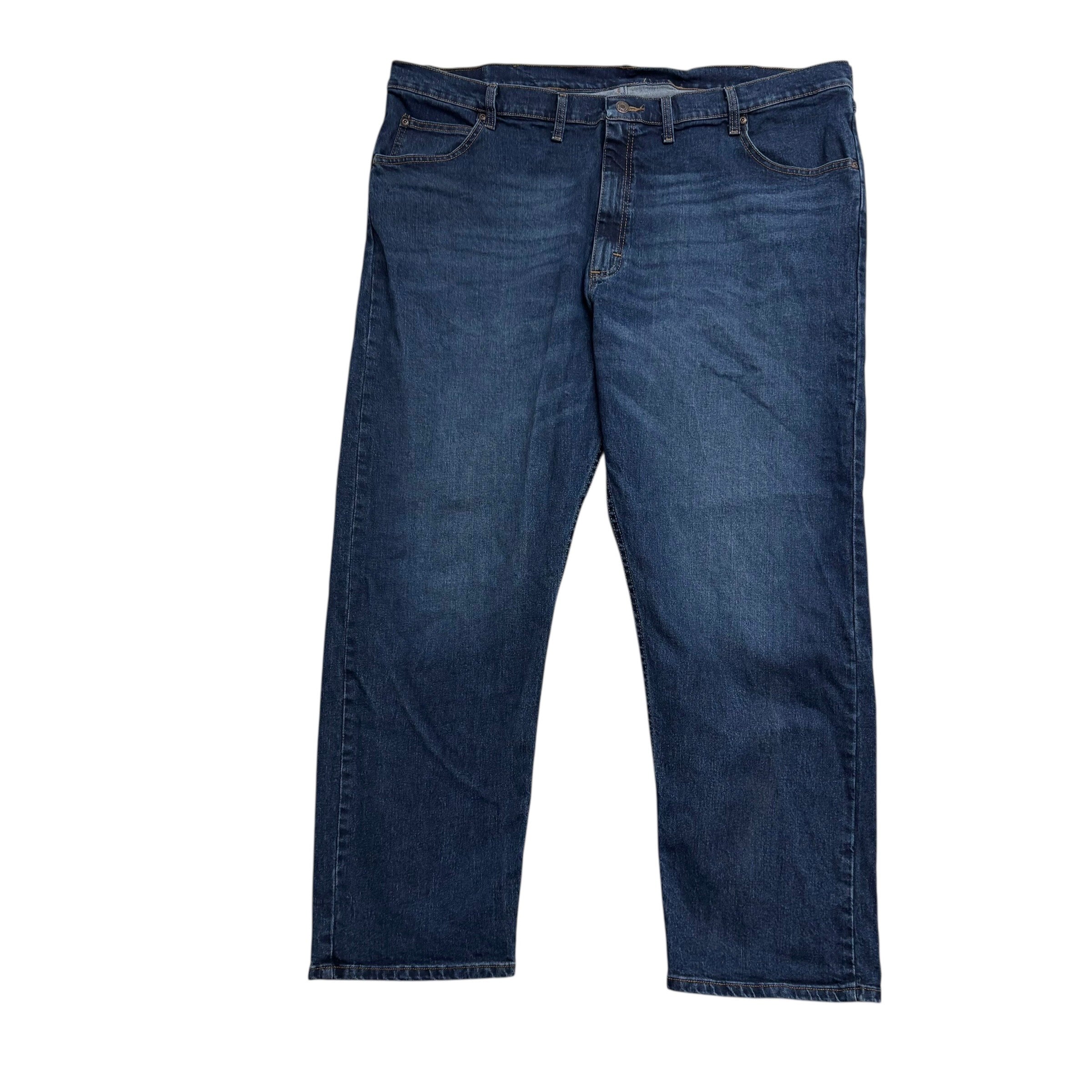 Wrangler Jeans W46 L30 Mens Dark Blue Relaxed Straight Fit Stretch Denim (E)