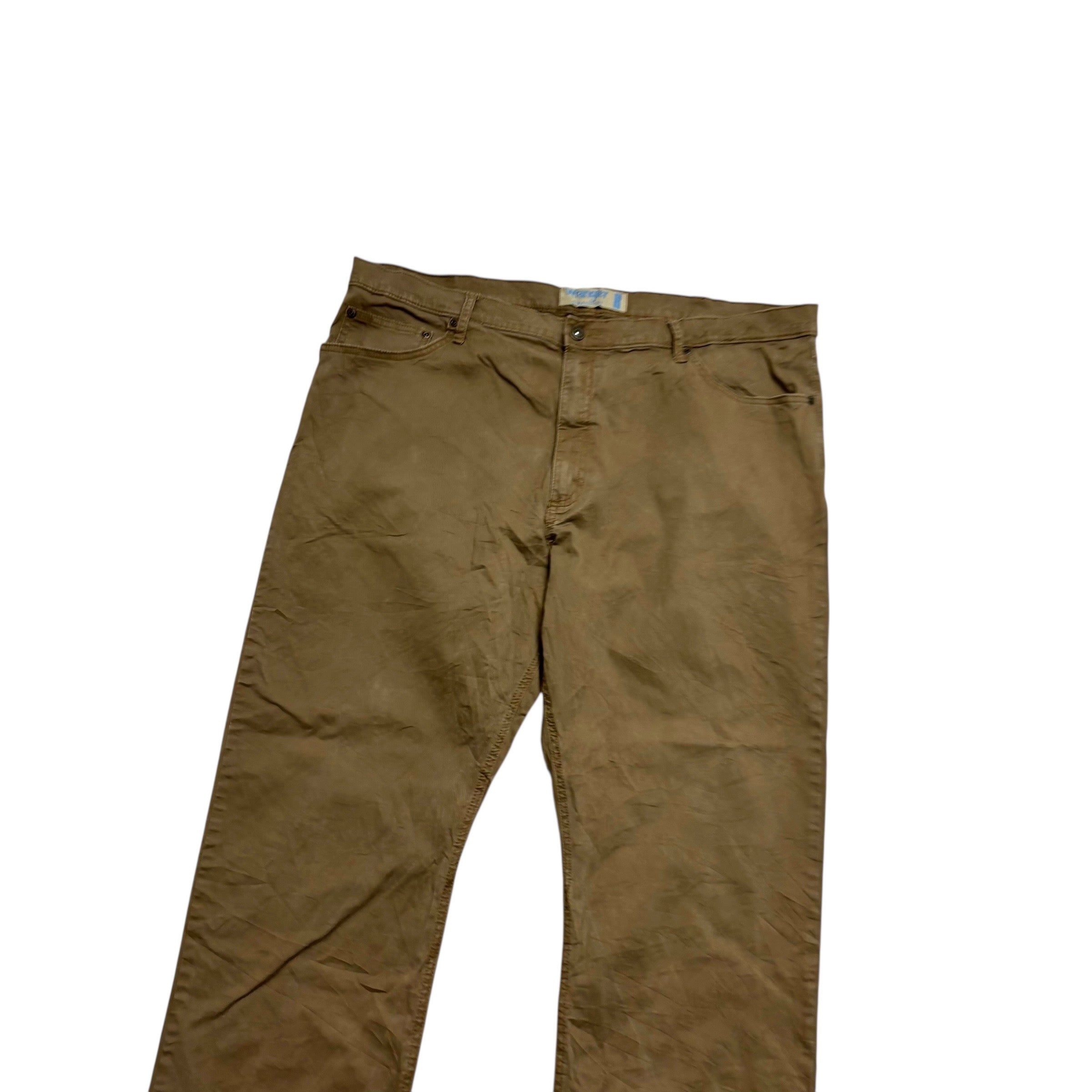Wrangler Trousers W42 L30 Mens Brown Regular Straight Fit Stretch Pants (E)