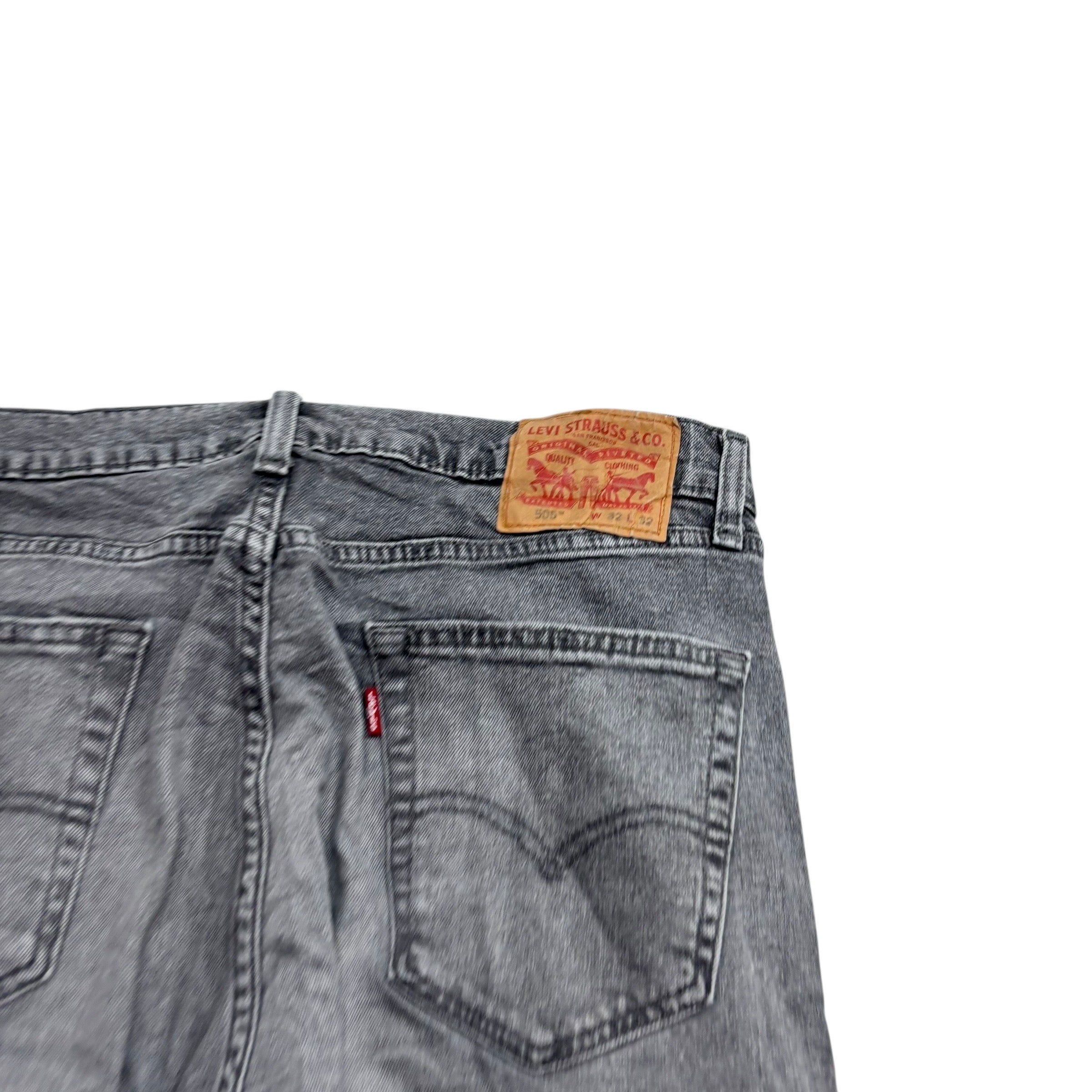 Levis 505 Jeans W32 L32 Mens Grey Regular Straight Fit Stretch Denim