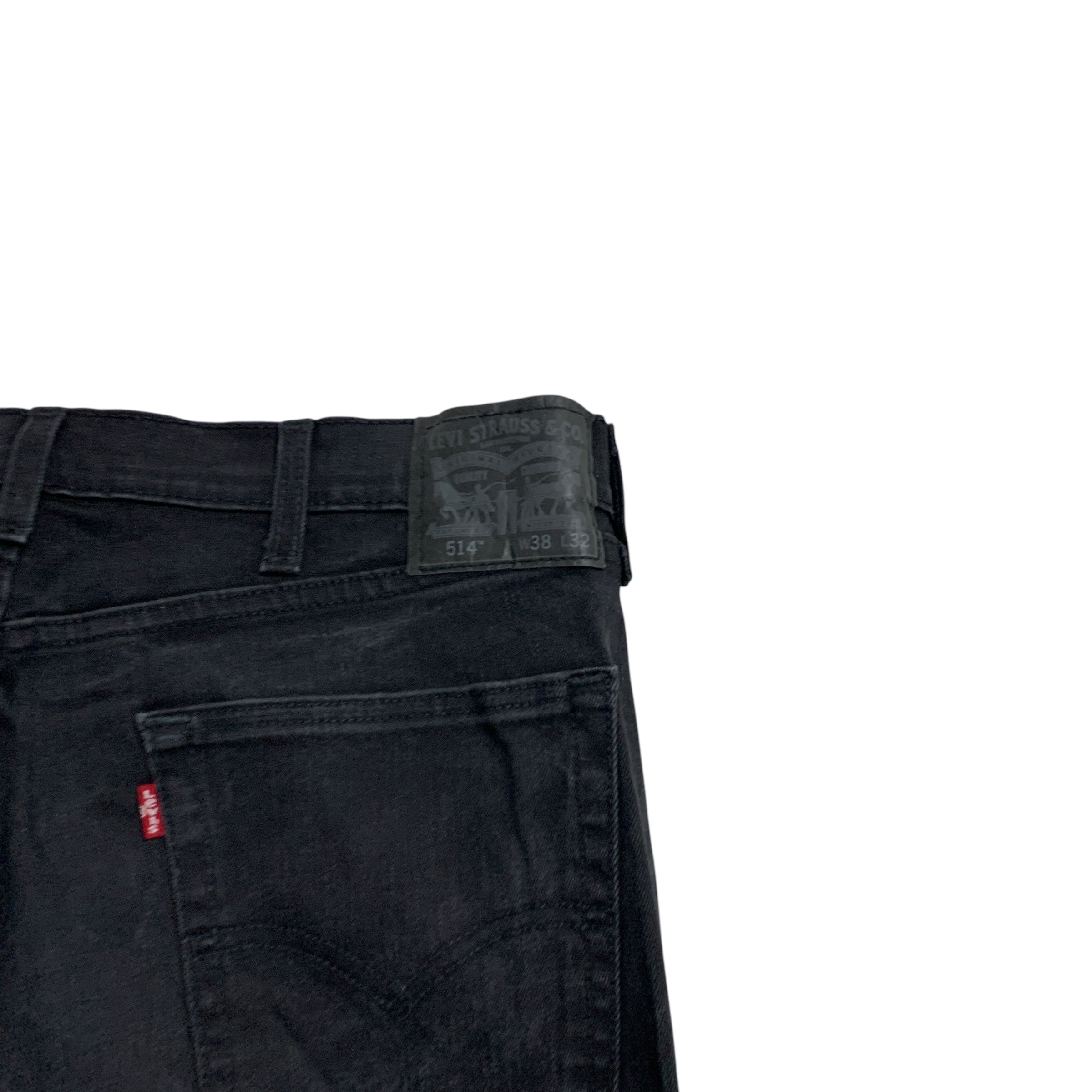 Levis 514 Jeans W38 L29 Mens Black Regular Straight Fit Stretch Denim