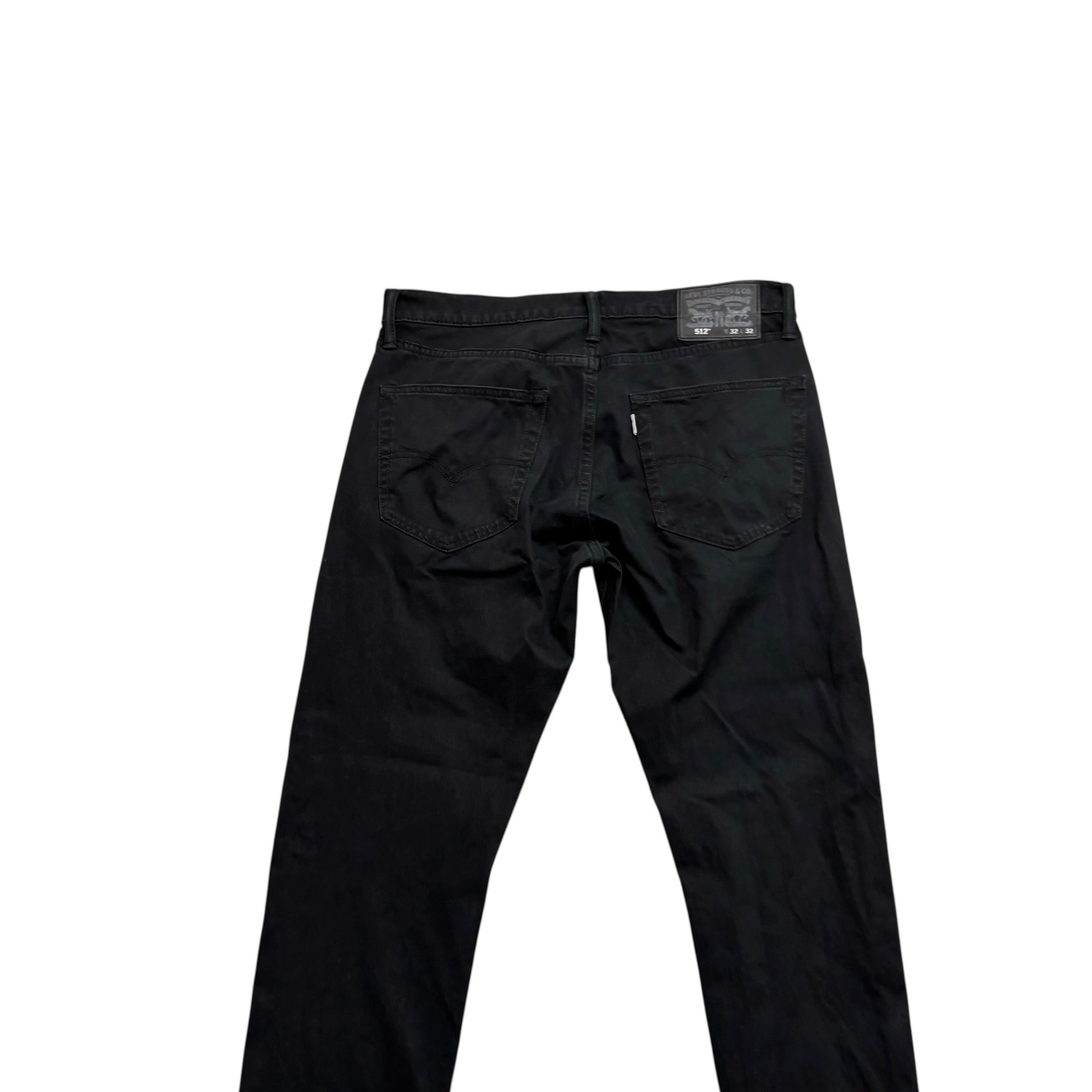Levis 512 Trousers W32 L30 Mens Black Slim Tapered Fit Stretch Pants (E)