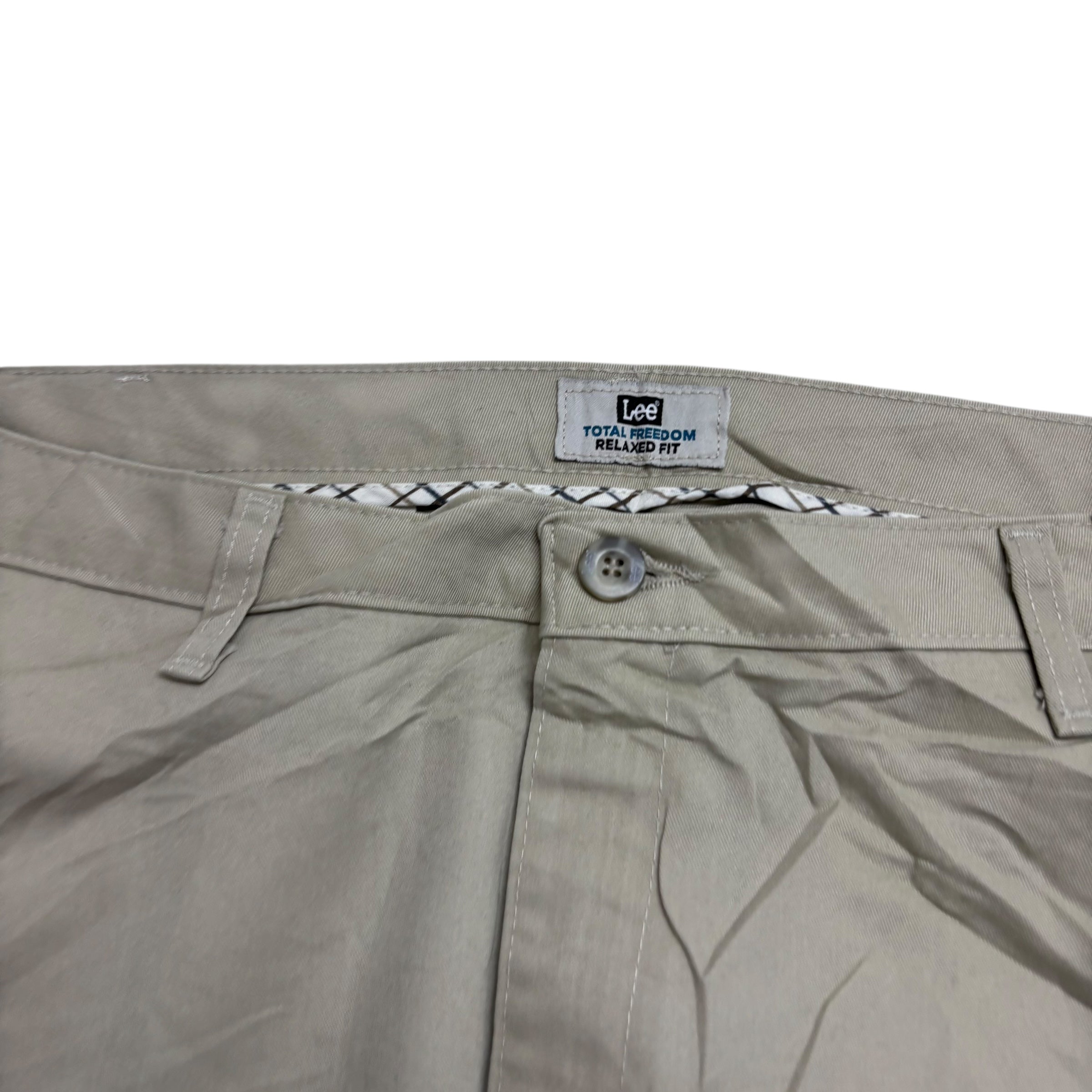Lee Trousers W40 L30 Mens Cream Relaxed Fit Total Freedom Pants Vintage (E)