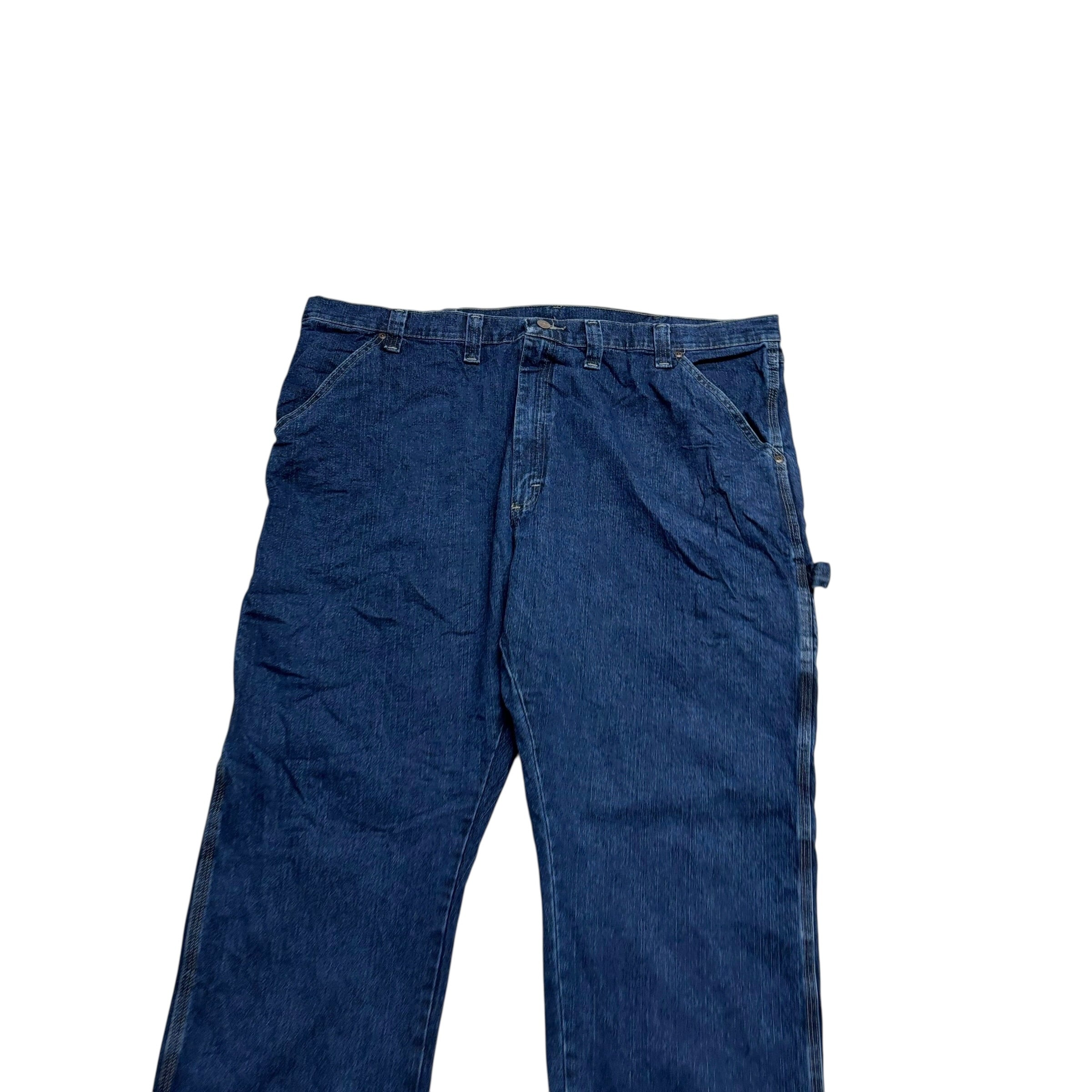 Wrangler Carpenter Jeans W44 L34 Mens Dark Blue Relaxed Straight Fit Stretch (E)