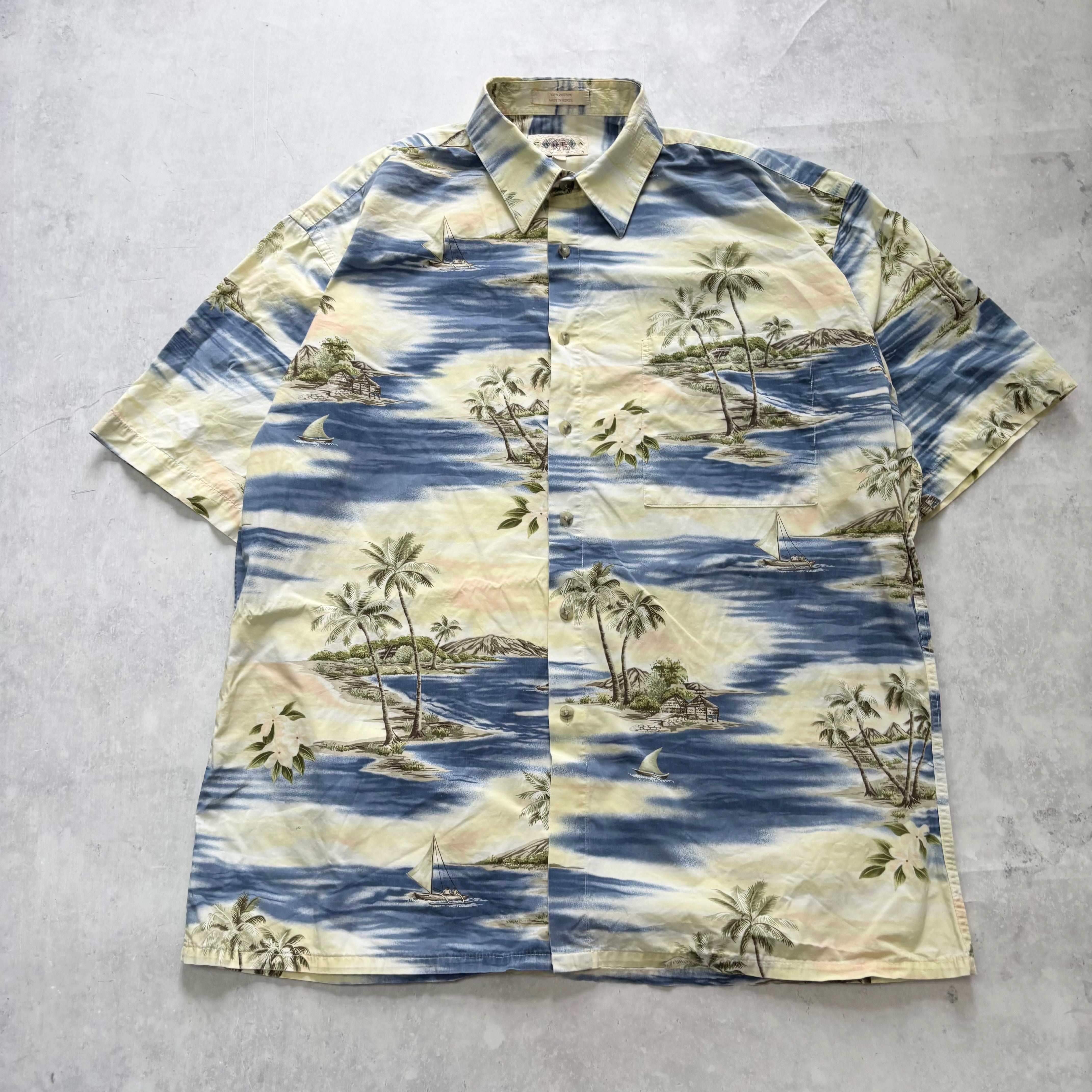 Vintage Hawaiian Shirt Mens Large Floral Aloha Short Sleeve Cotton