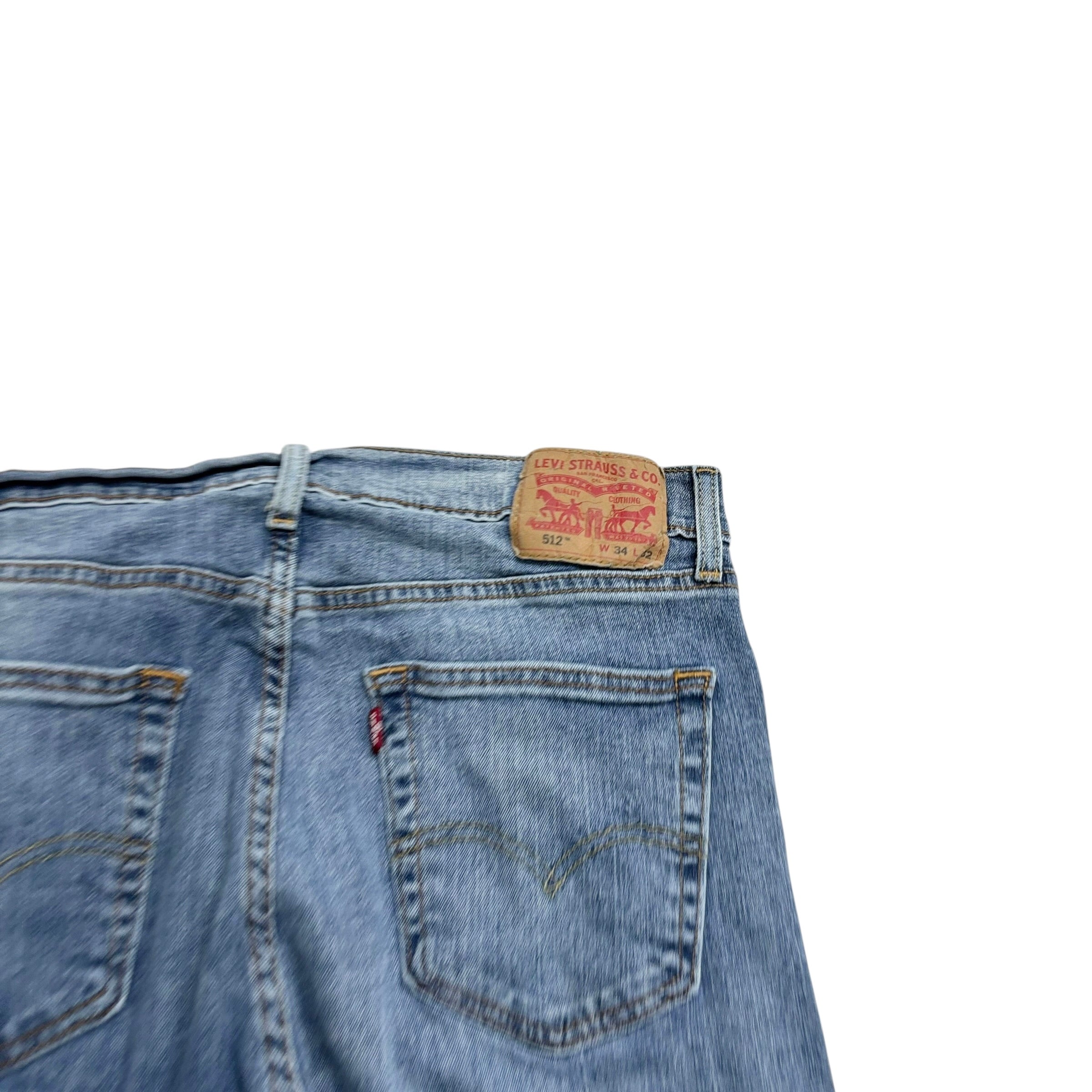 Levis 512 Jeans W34 L32 Mens Mid Blue Slim Tapered Fit Stretch Denim (E)