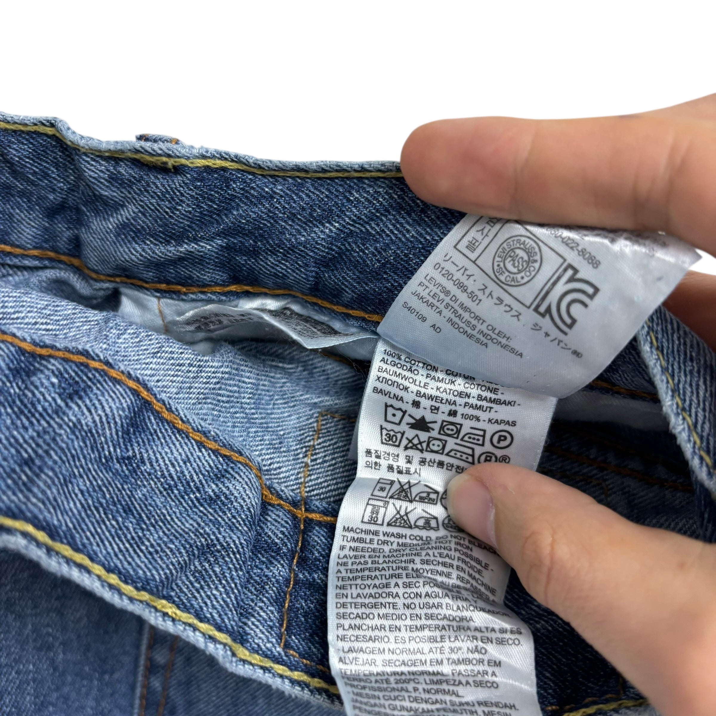 Levis 505 Jeans W33 L30 Mens Mid Blue Regular Straight Fit Denim (E)