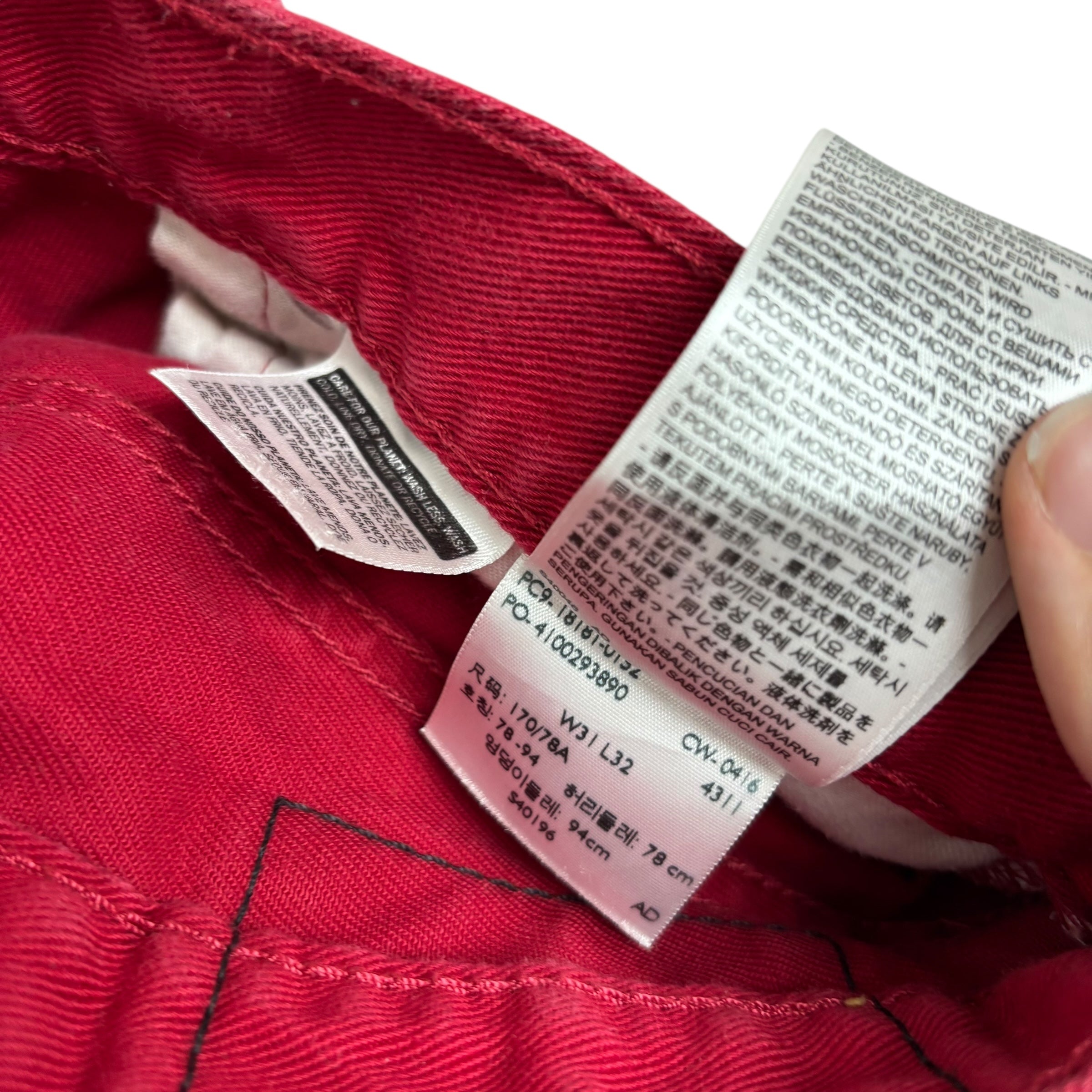 Levis 541 Trousers W31 L30 Mens Red Athletic Tapered Fit Pants (E)