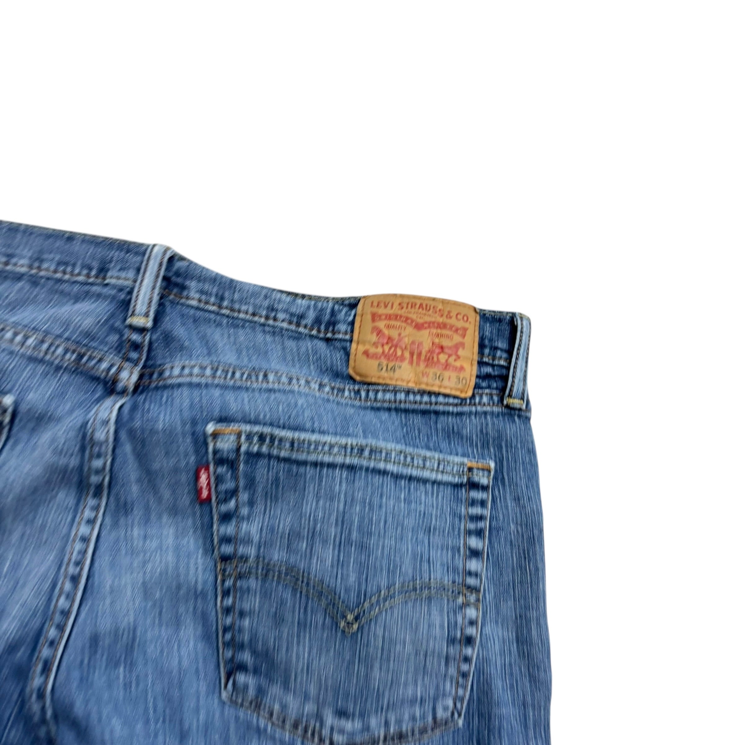 Levis 514 Jeans W36 L30 Mens Mid Blue Regular Straight Fit Stretch Denim (F)