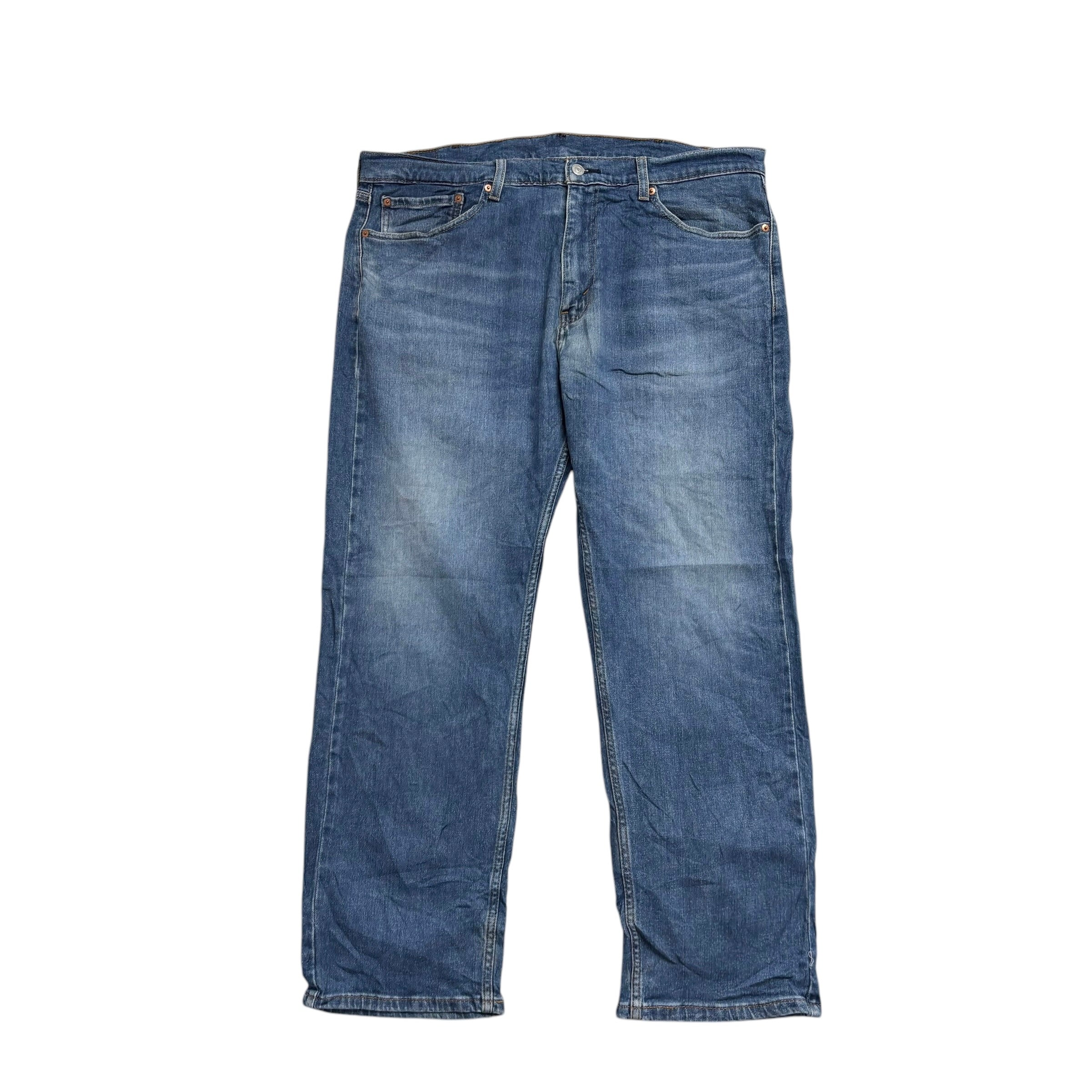 Levis 505 Jeans W38 L30 Mens Mid Blue Regular Straight Fit Stretch Denim (E)