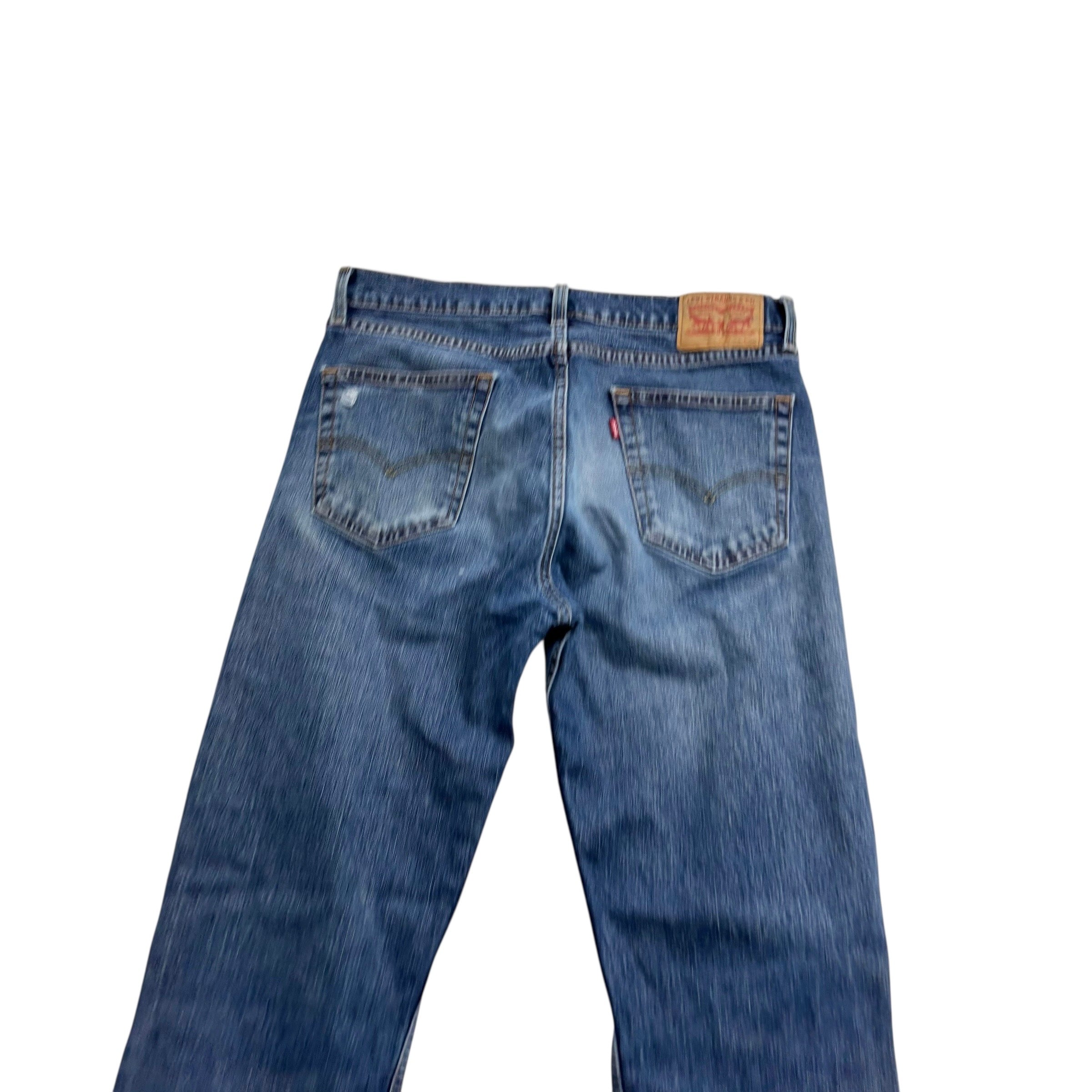 Levis 505 Jeans W34 L36 Mens Mid Blue Regular Straight Fit Stretch Denim (F)