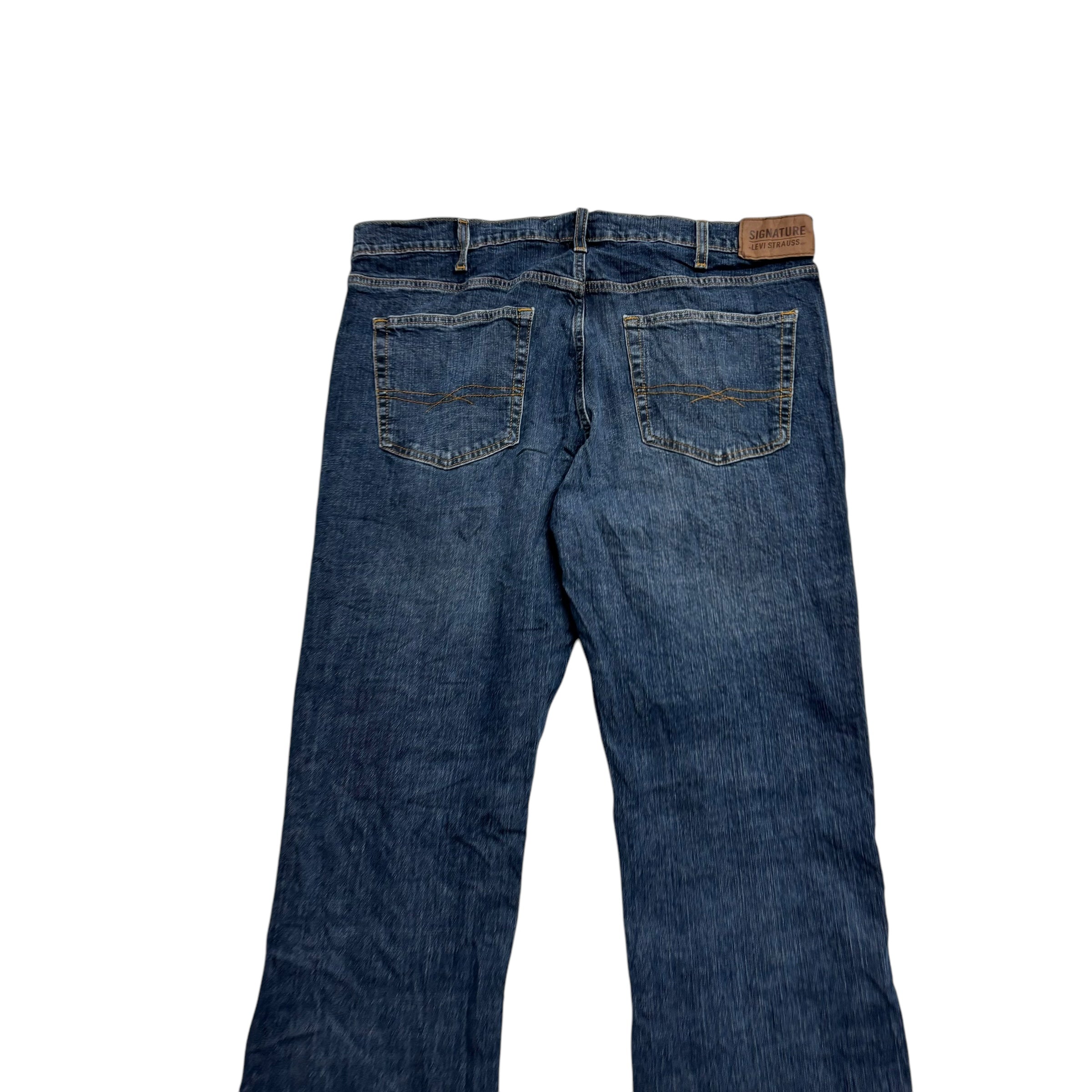 Levis Signature Jeans W38 L32 Mens Dark Blue Regular Bootcut Fit Stretch (E)