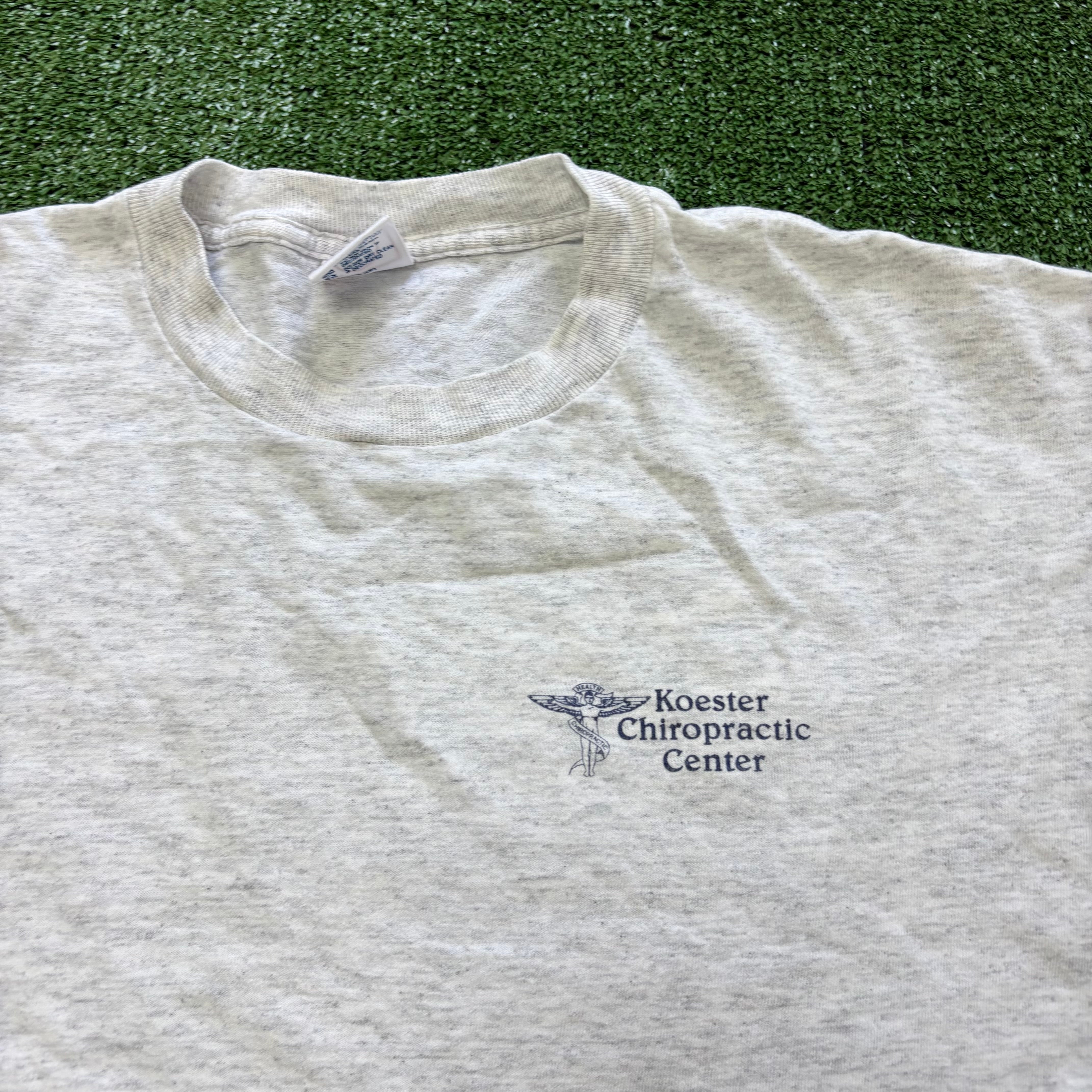 Vintage T Shirt Mens Large Grey Single Stitch Graphic Print 90s USA