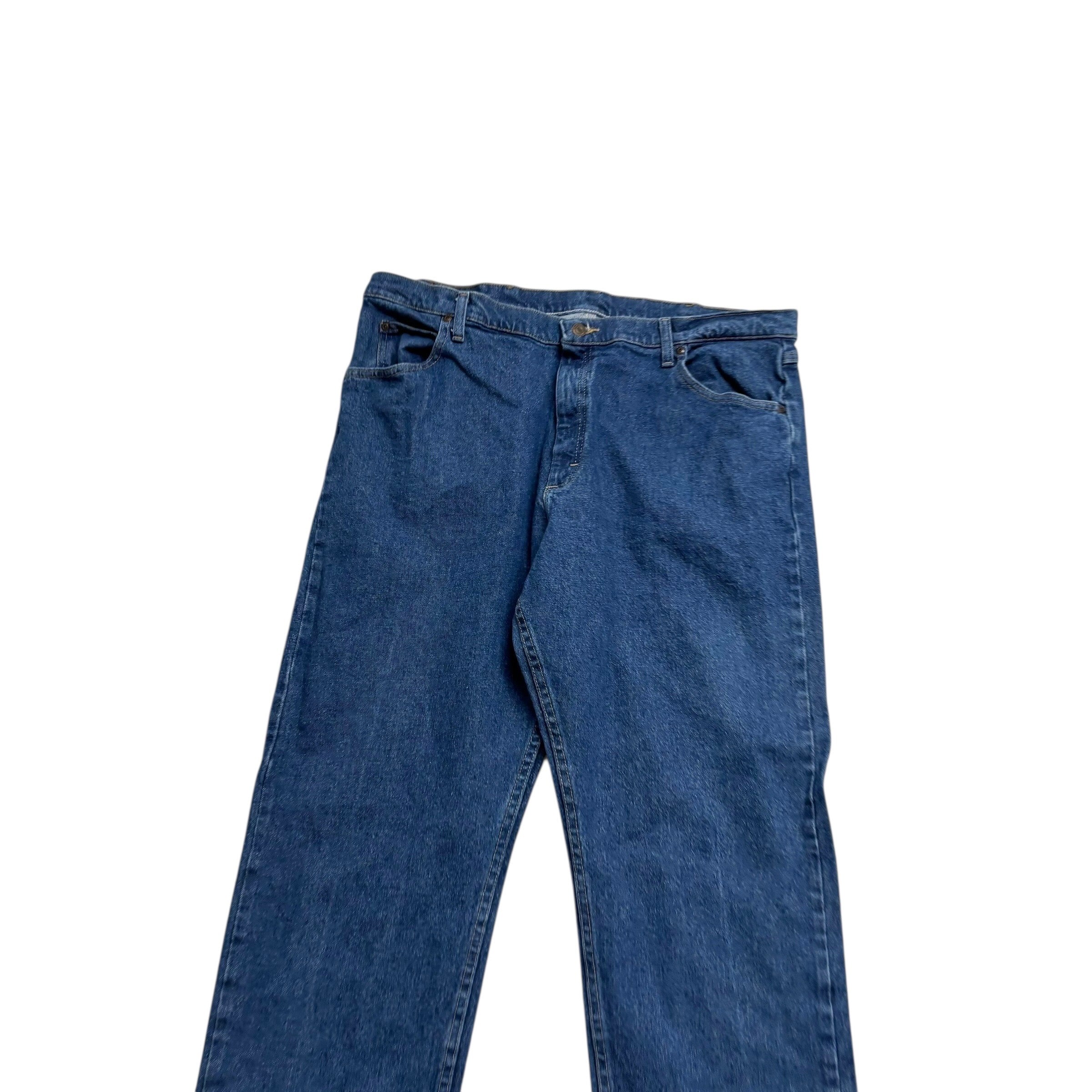 Wrangler Jeans W40 L30 Mens Mid Blue Relaxed Straight Fit Stretch Denim (E)