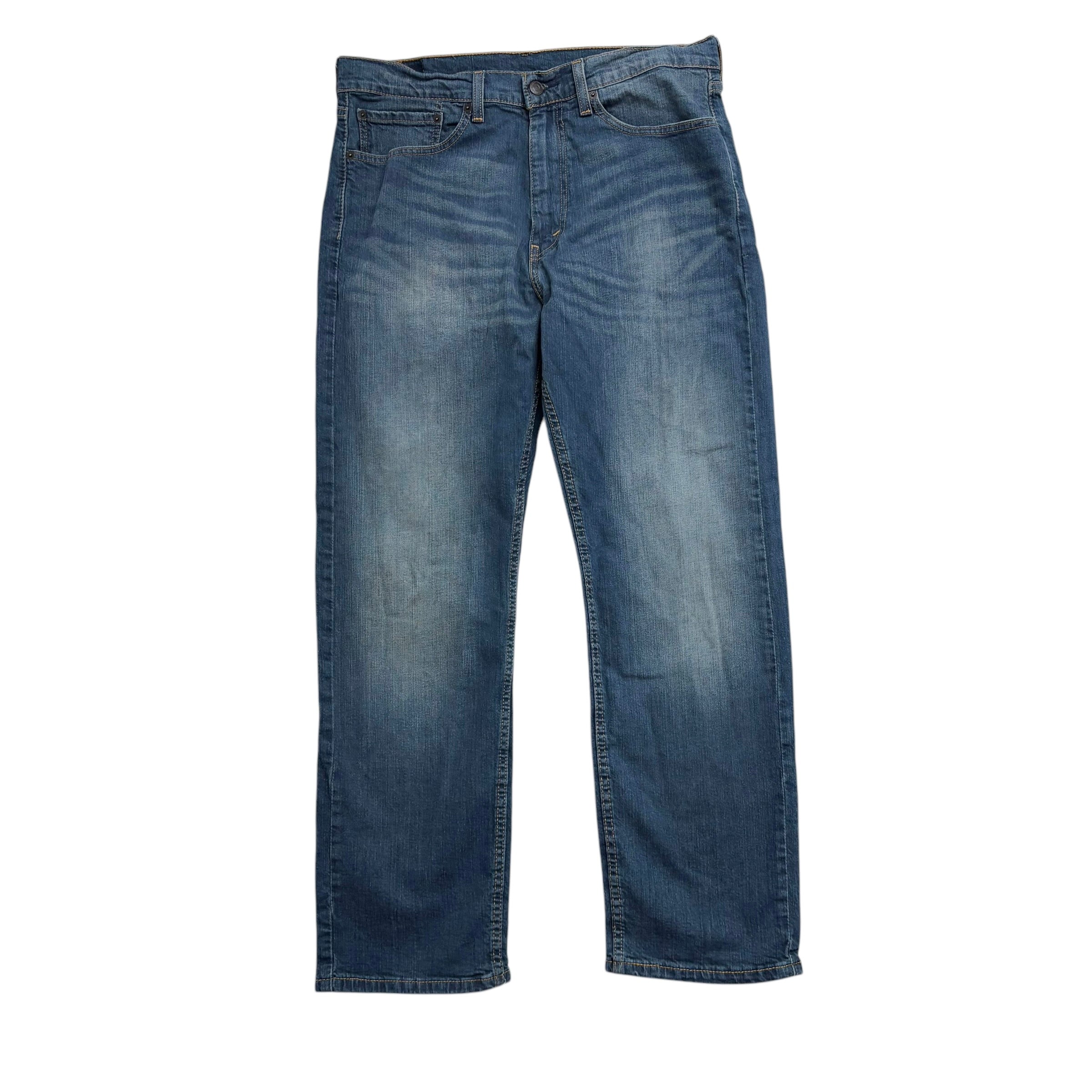 Levis 505 Jeans W36 L30 Mens Dark Blue Regular Straight Fit Stretch Denim