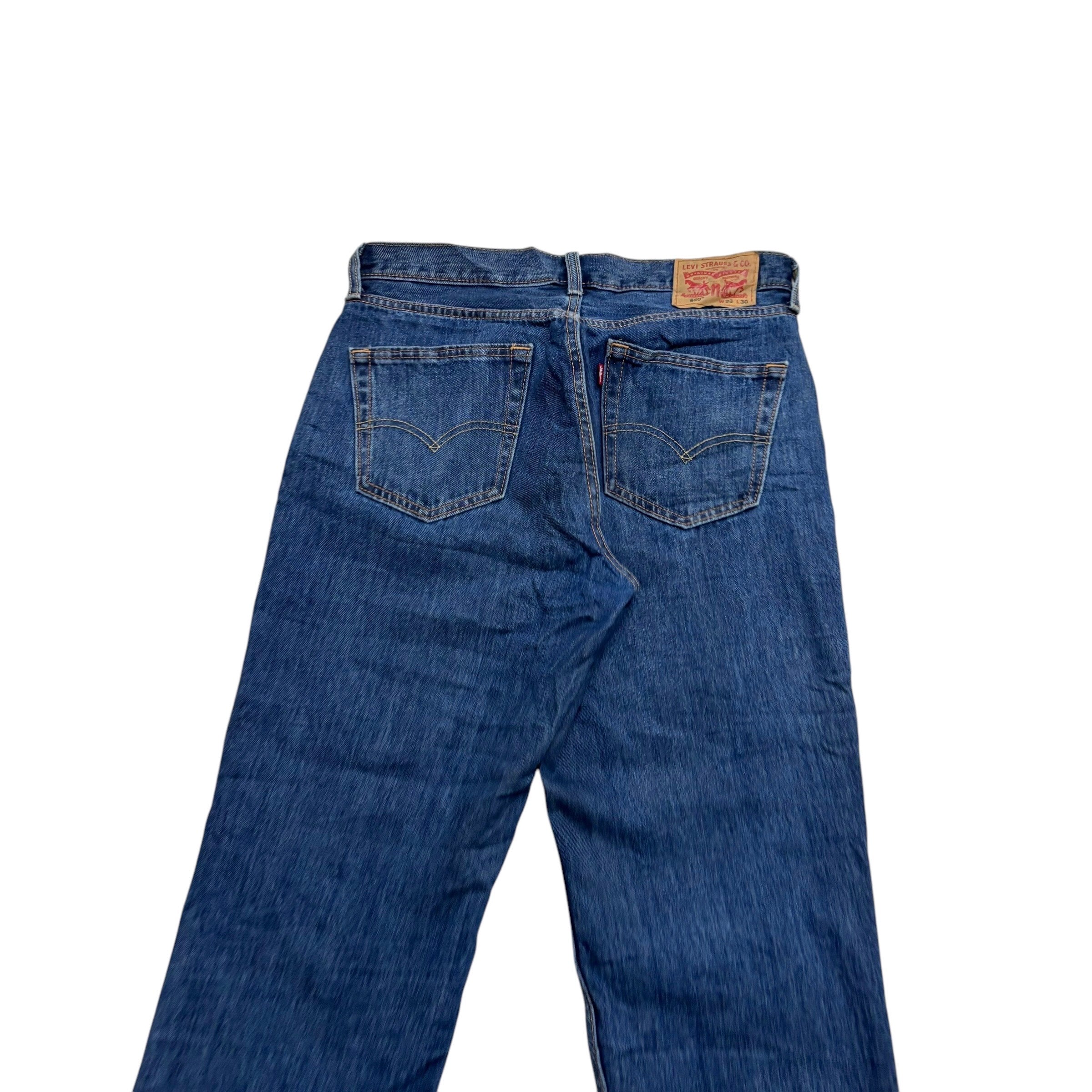 Levis 550 Jeans W34 L30 Mens Mid Blue Baggy Relaxed Straight Fit Denim (E)