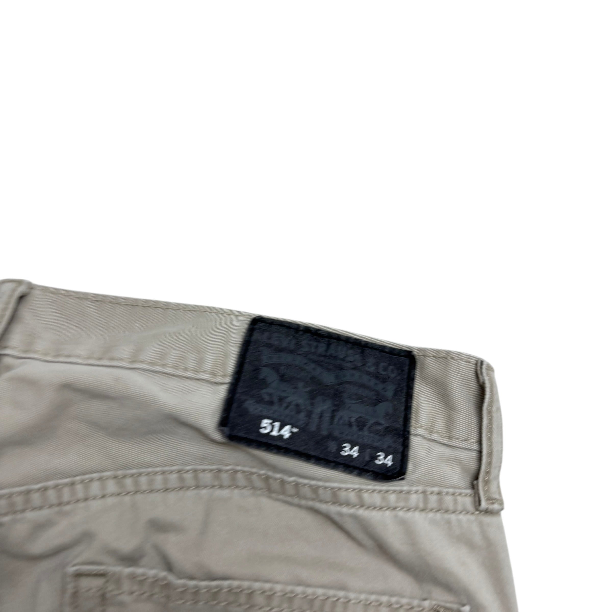 Levis 514 Trousers W34 L34 Mens Cream Regular Straight Fit Cotton Pants