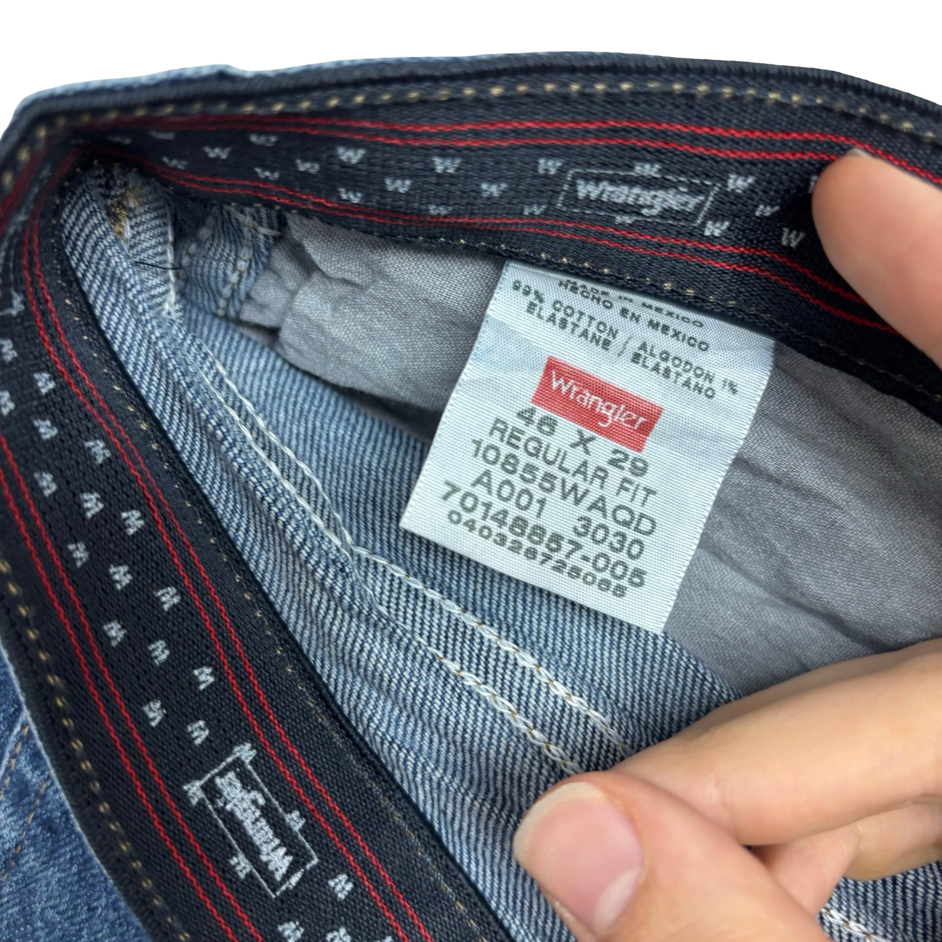 Wrangler Jeans W46 L29 Mens Mid Blue Regular Straight Fit Stretch Denim (E)