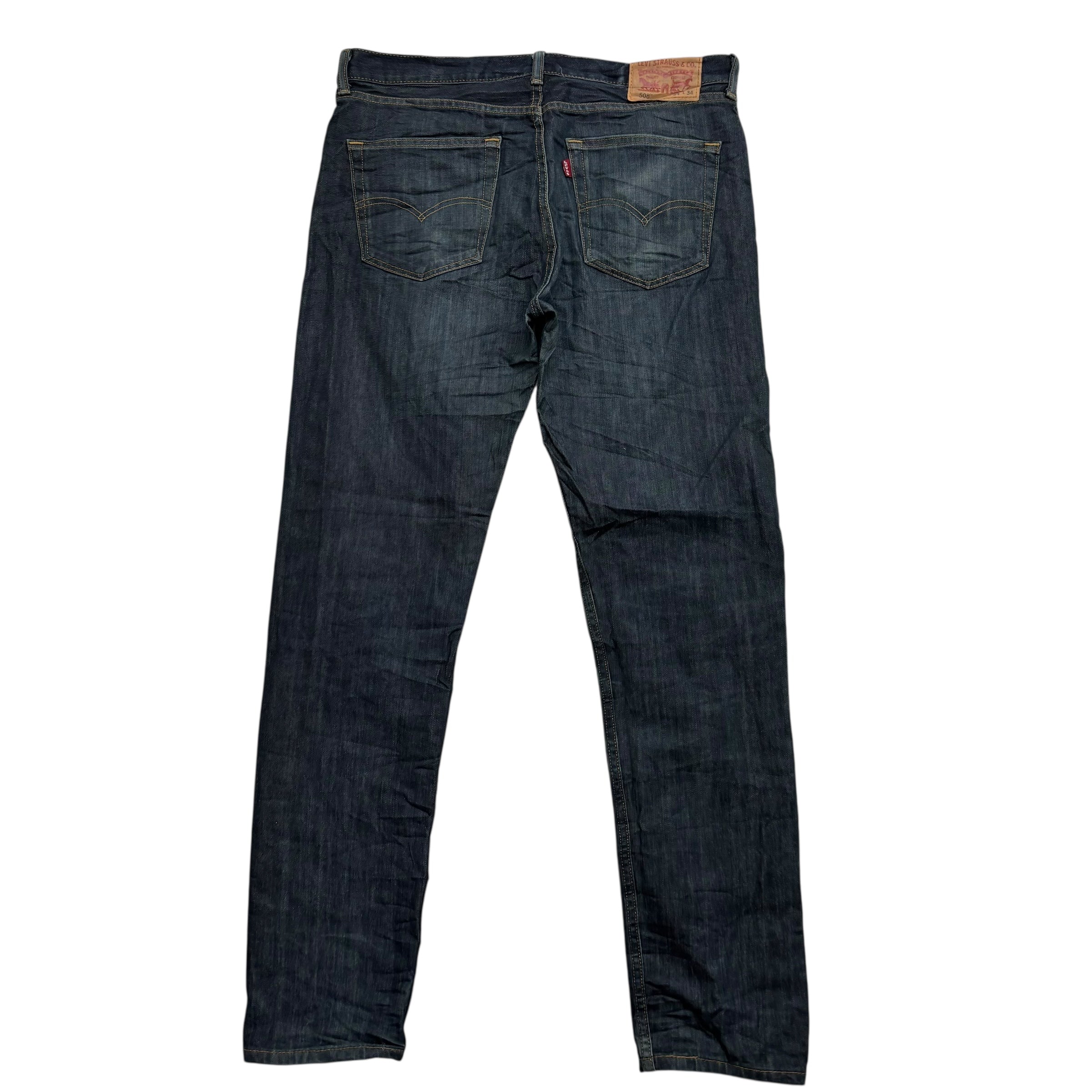 Levis 508 Jeans W34 L34 Mens Dark Blue Regular Tapered Fit Denim (F)