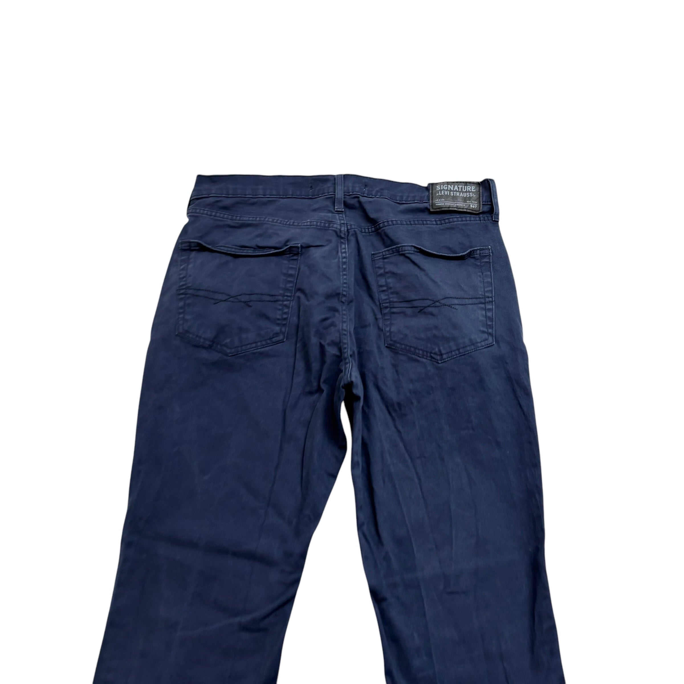 Levis Signature Trousers W36 L29 Mens Navy Blue Athletic Fit Pants (E)