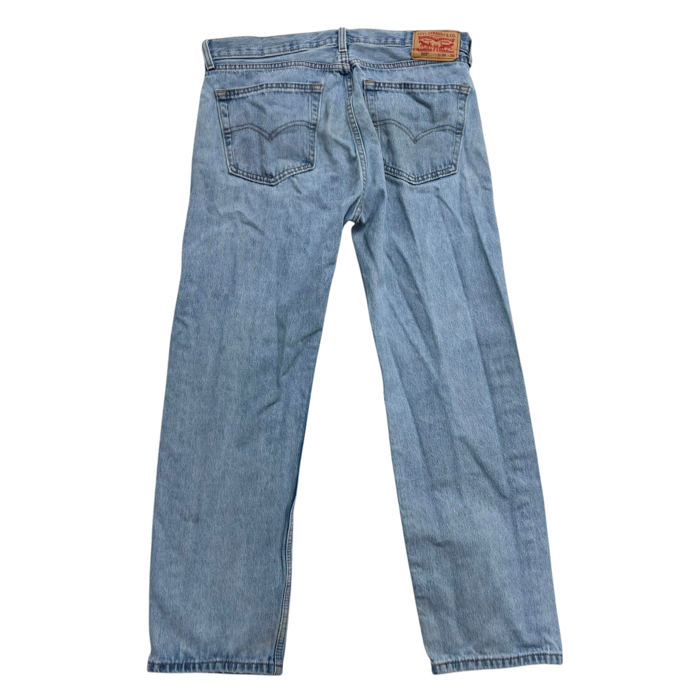 Levis 505 Jeans W36 L30 Mens Light Blue Regular Straight Fit Denim (F)