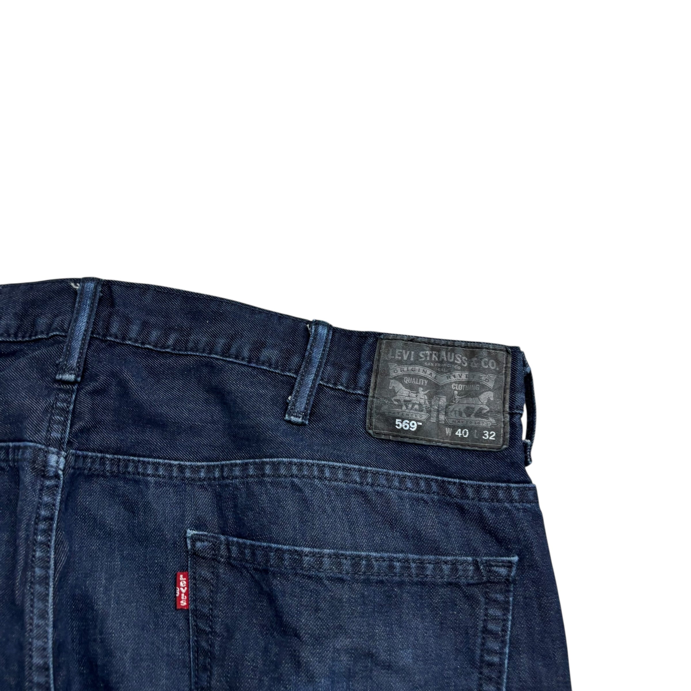 Levis 569 Jeans W40 L32 Mens Navy Blue Baggy Relaxed Straight Fit Denim (F)