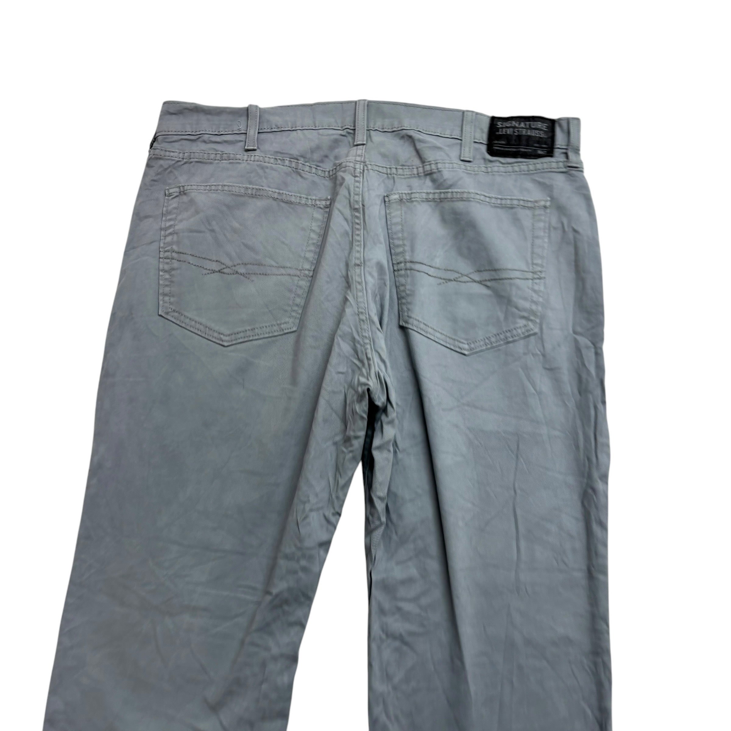 Levis Signature Trousers W38 L32 Mens Grey Athletic Fit Stretch Pants (E)