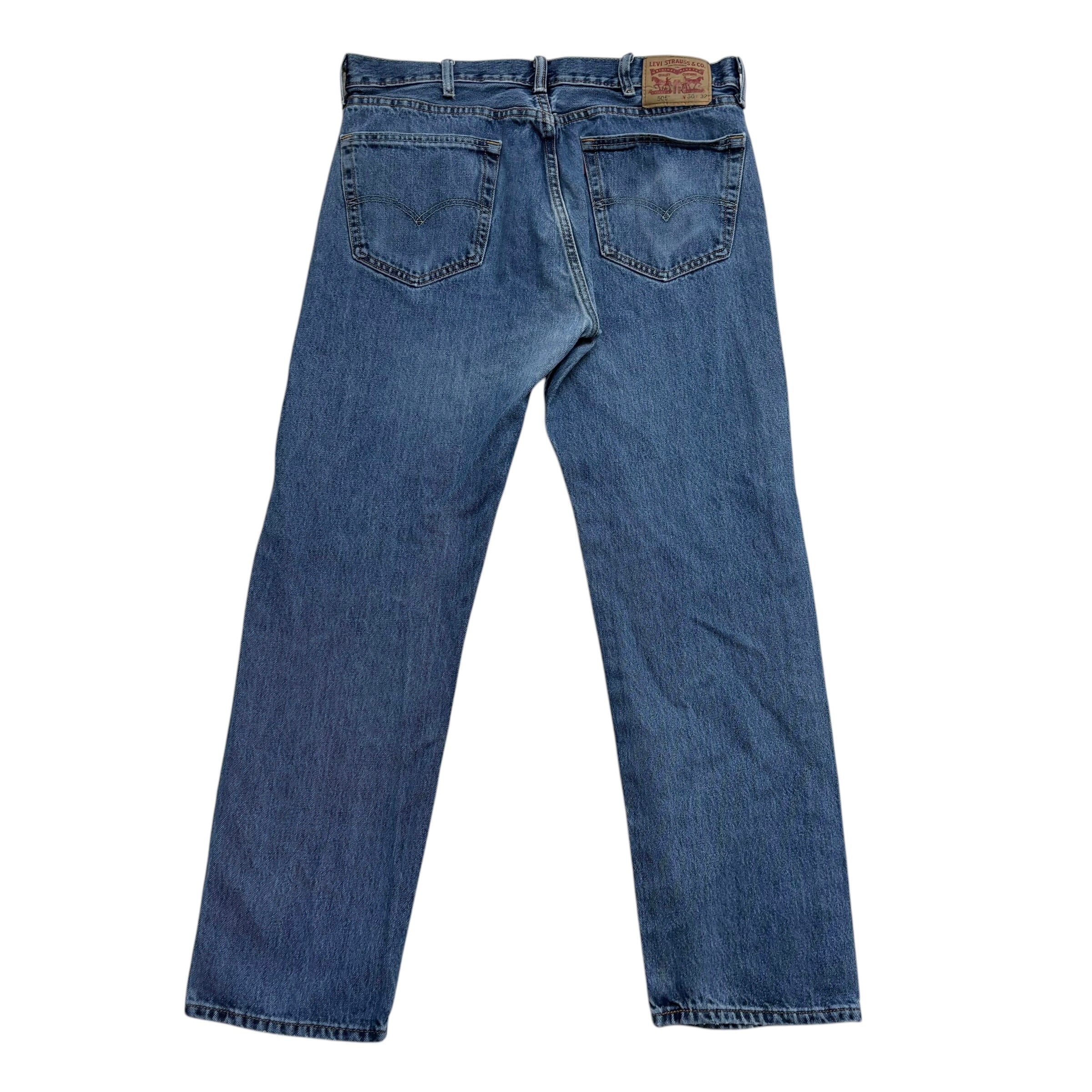 Levis 505 Jeans W36 L32 Mens Mid Blue Regular Straight Fit Denim