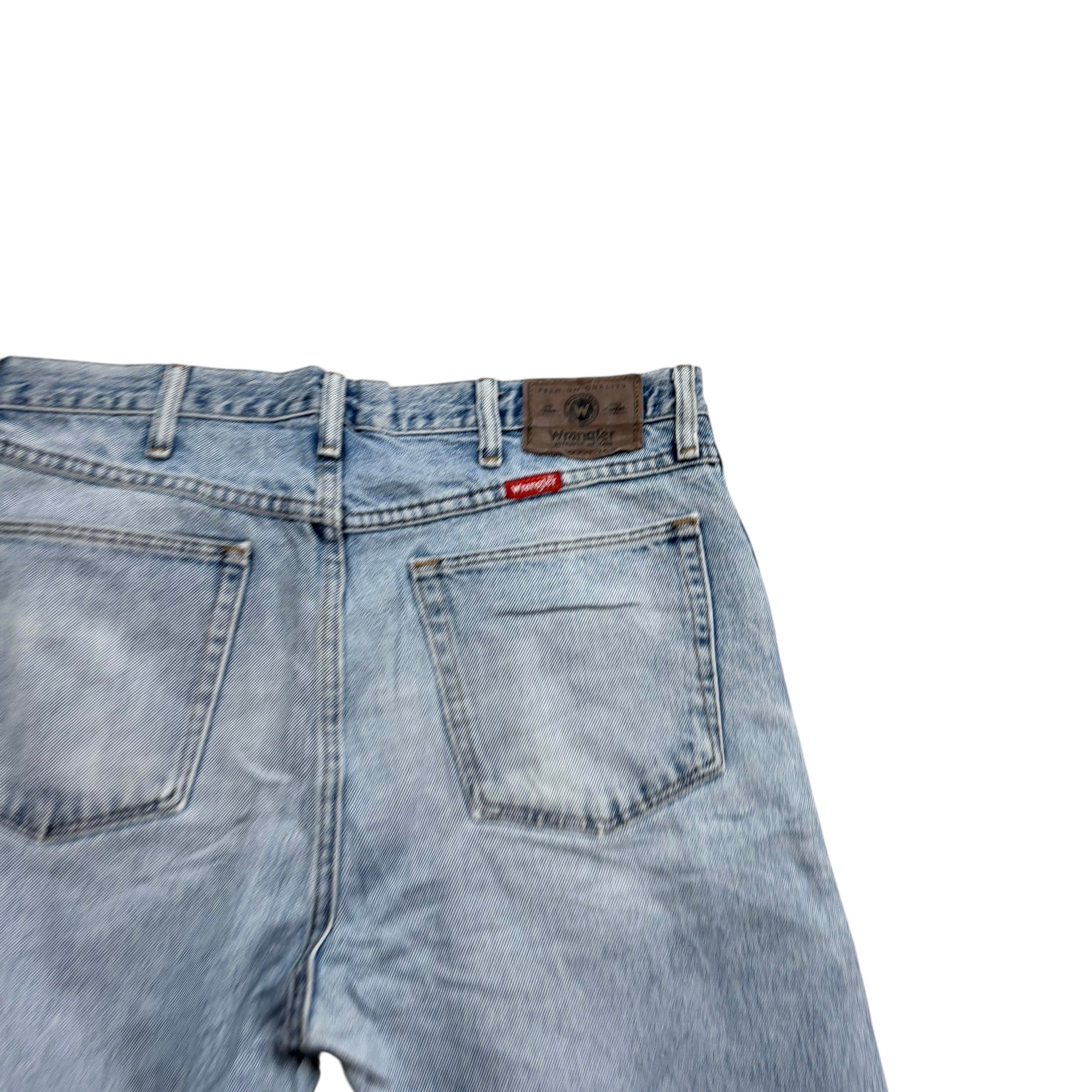 Wrangler Denim Shorts W34 Mens Light Blue Cut Off Jorts Regular Fit