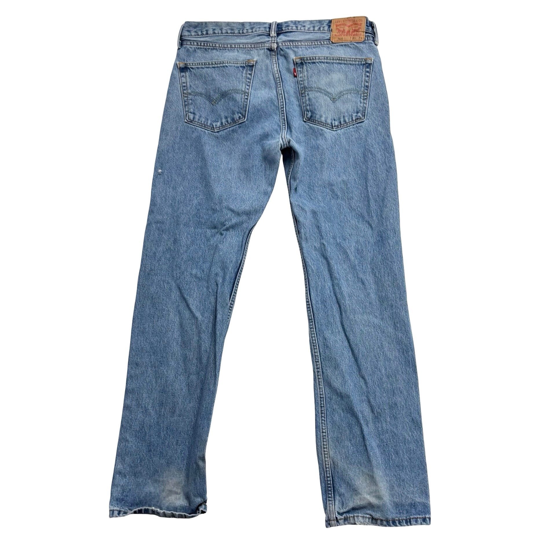 Levis 505 Jeans W36 L34 Mens Light Blue Regular Straight Fit Denim (F)