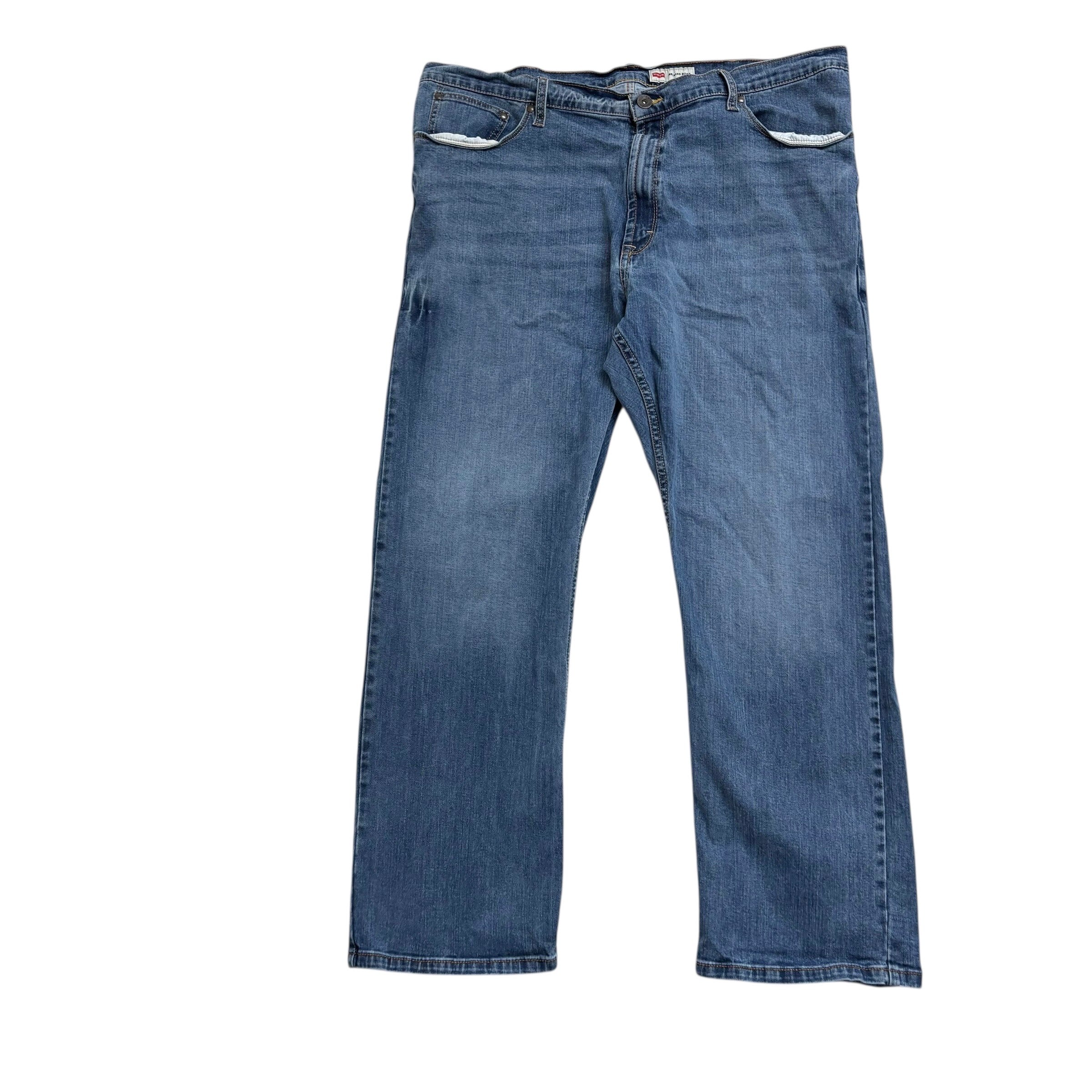 Wrangler Jeans W42 L30 Mens Mid Blue Relaxed Bootcut Fit Stretch Denim (E)