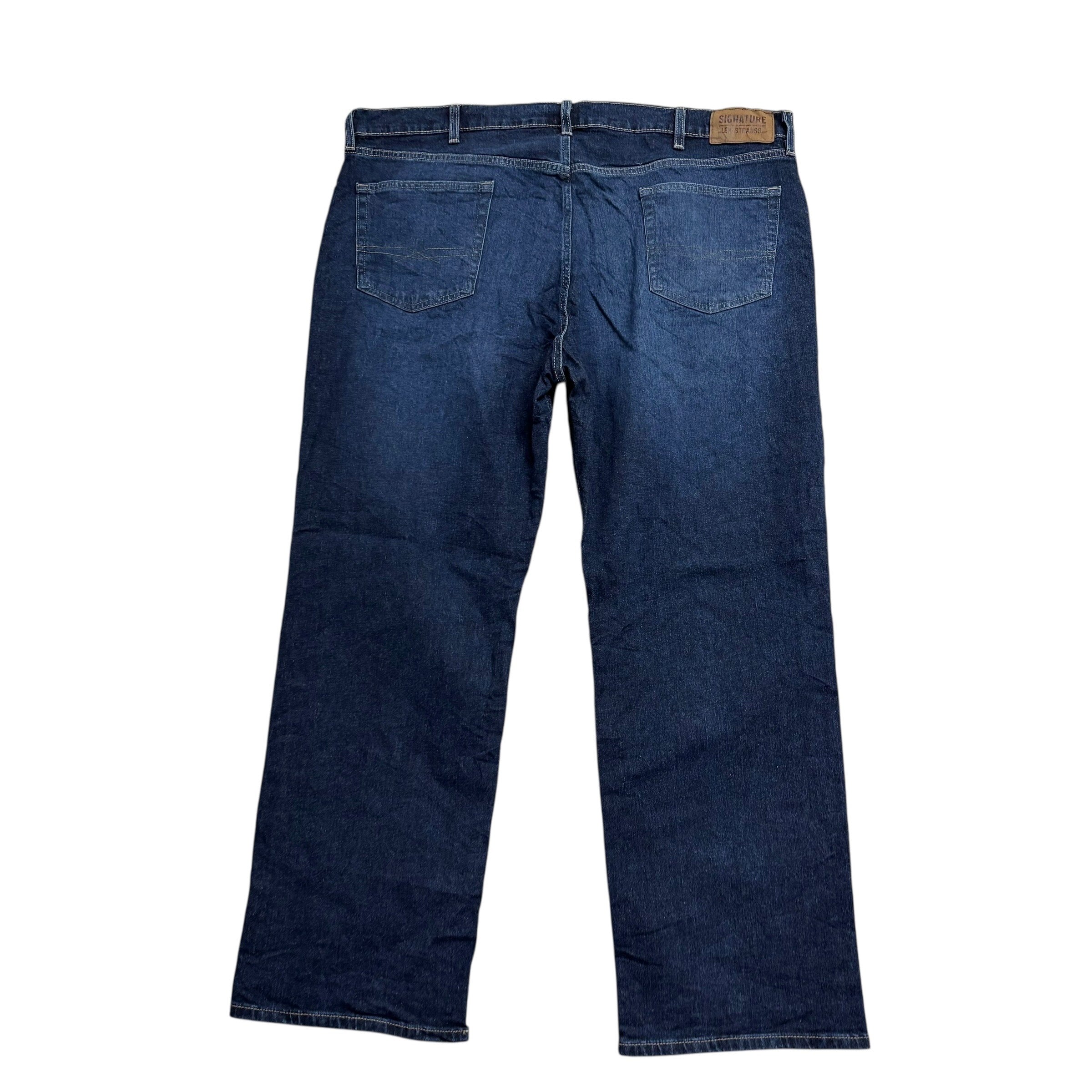 Levis Signature Jeans W44 L30 Mens Dark Blue Relaxed Straight Stretch Denim (E)
