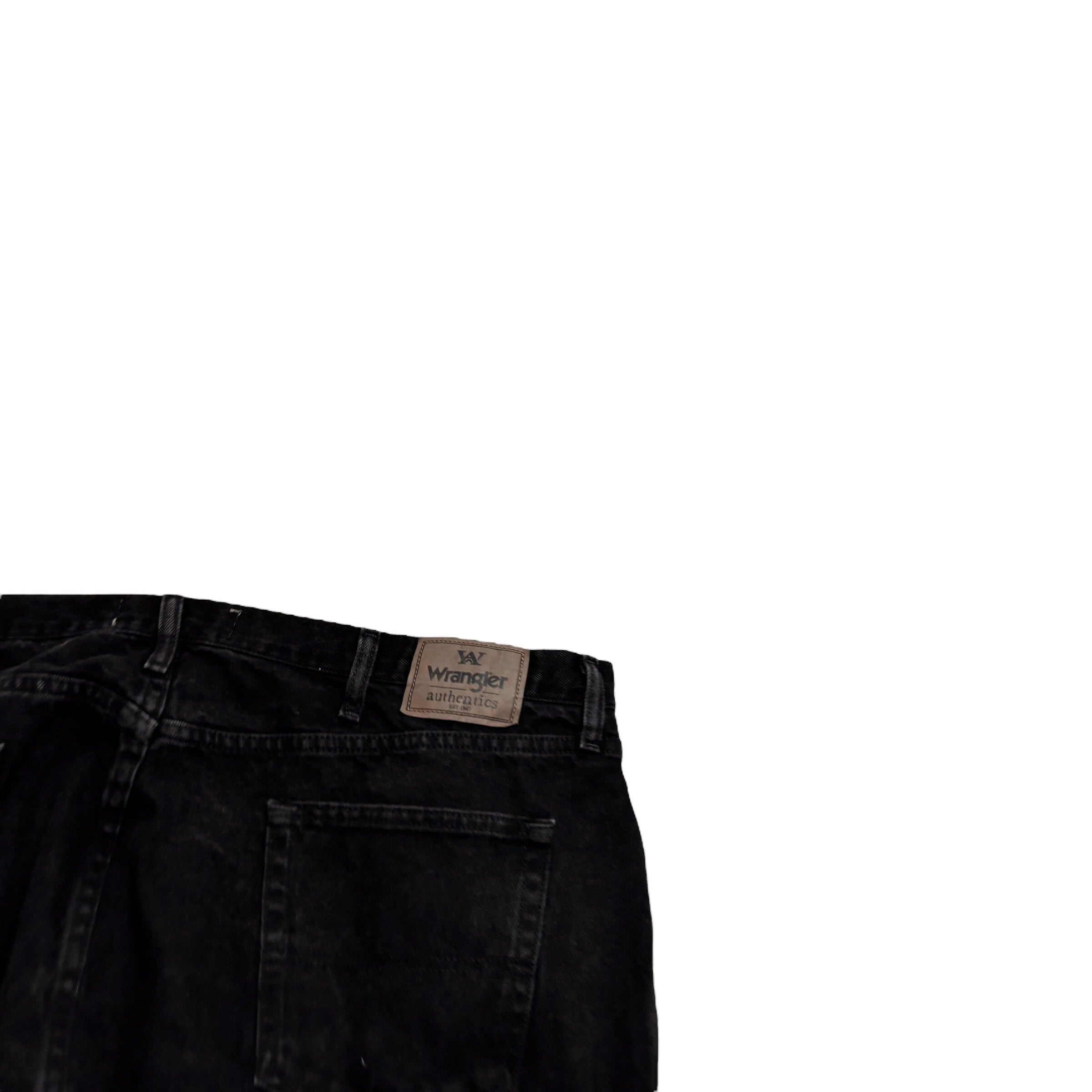 Wrangler Jeans W44 L30 Mens Black Relaxed Straight Fit Denim (E)