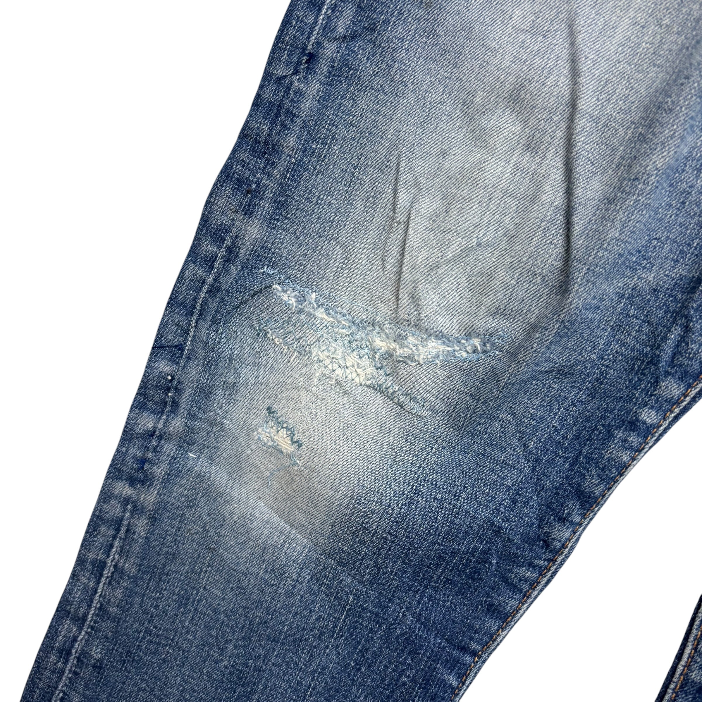 Levis 512 Jeans W30 L34 Mens Mid Blue Slim Tapered Fit Stretch Distressed (F)