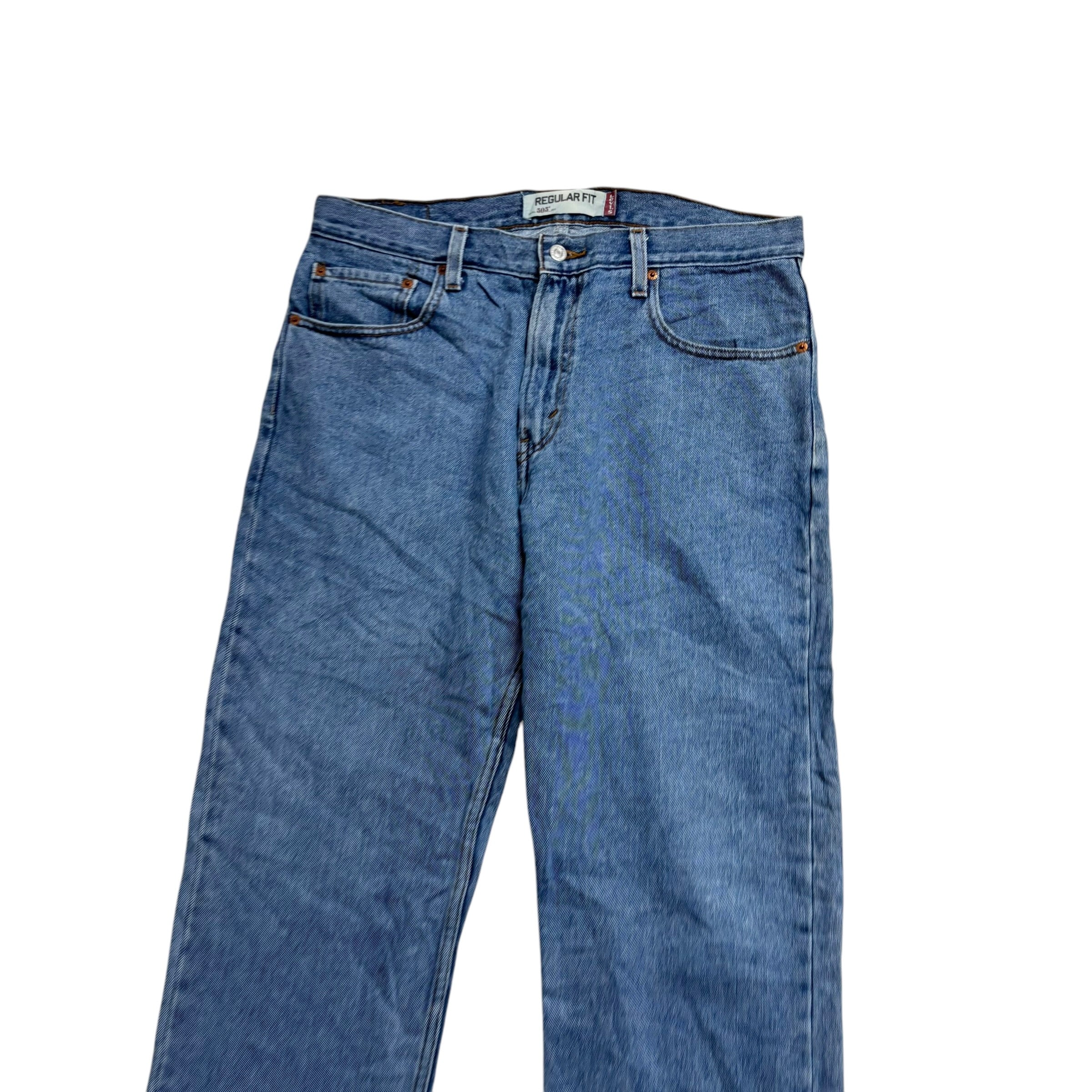 Levis 505 Jeans W34 L34 Mens Mid Blue Regular Straight Fit Vintage Denim (E)