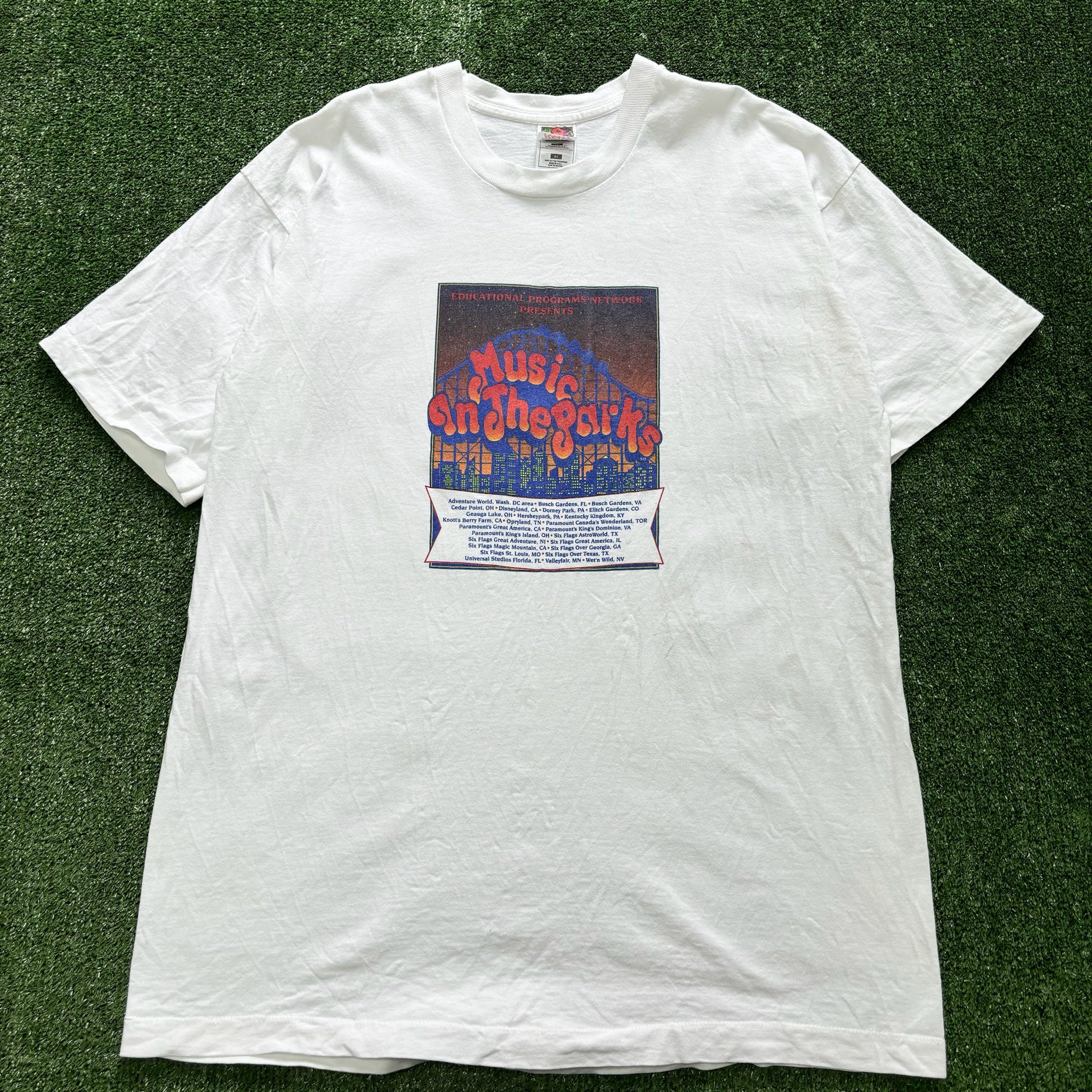 Vintage T Shirt Mens XL White Single Stitch Graphic Print 90s USA Music