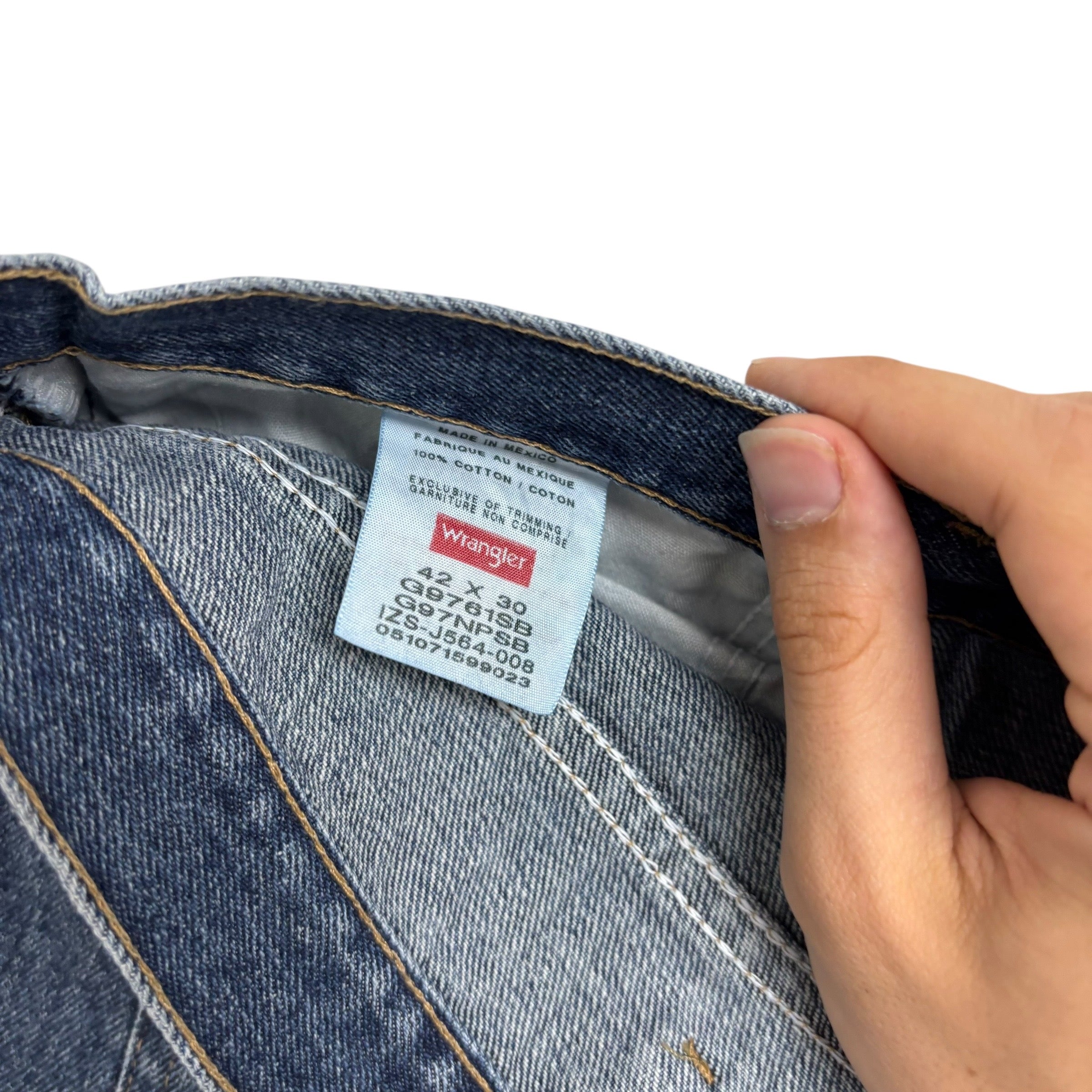 Wrangler Jeans W42 L30 Mens Mid Blue Relaxed Straight Fit Baggy Denim (E)