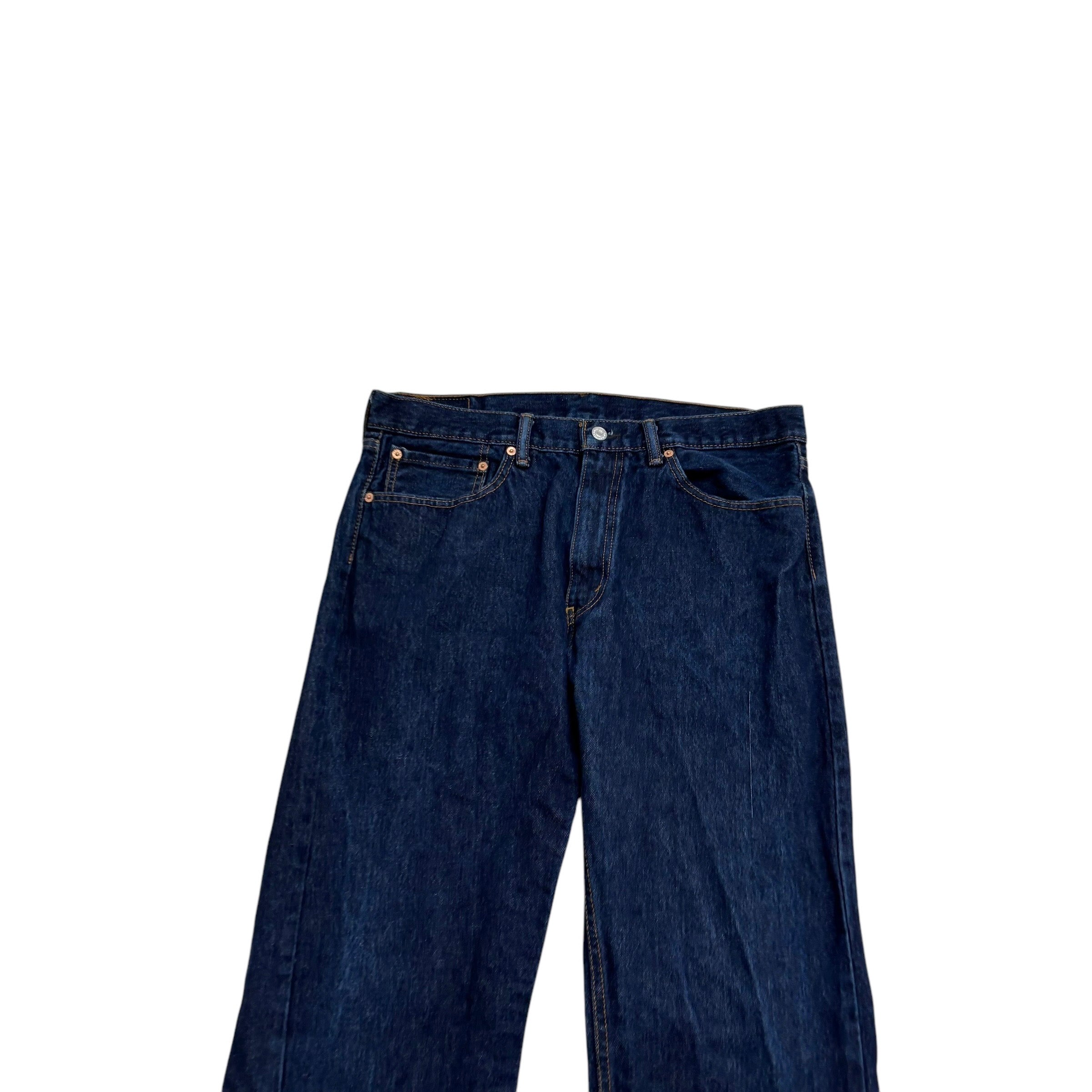 Levis 505 Jeans W36 L34 Mens Dark Blue Regular Straight Fit Denim