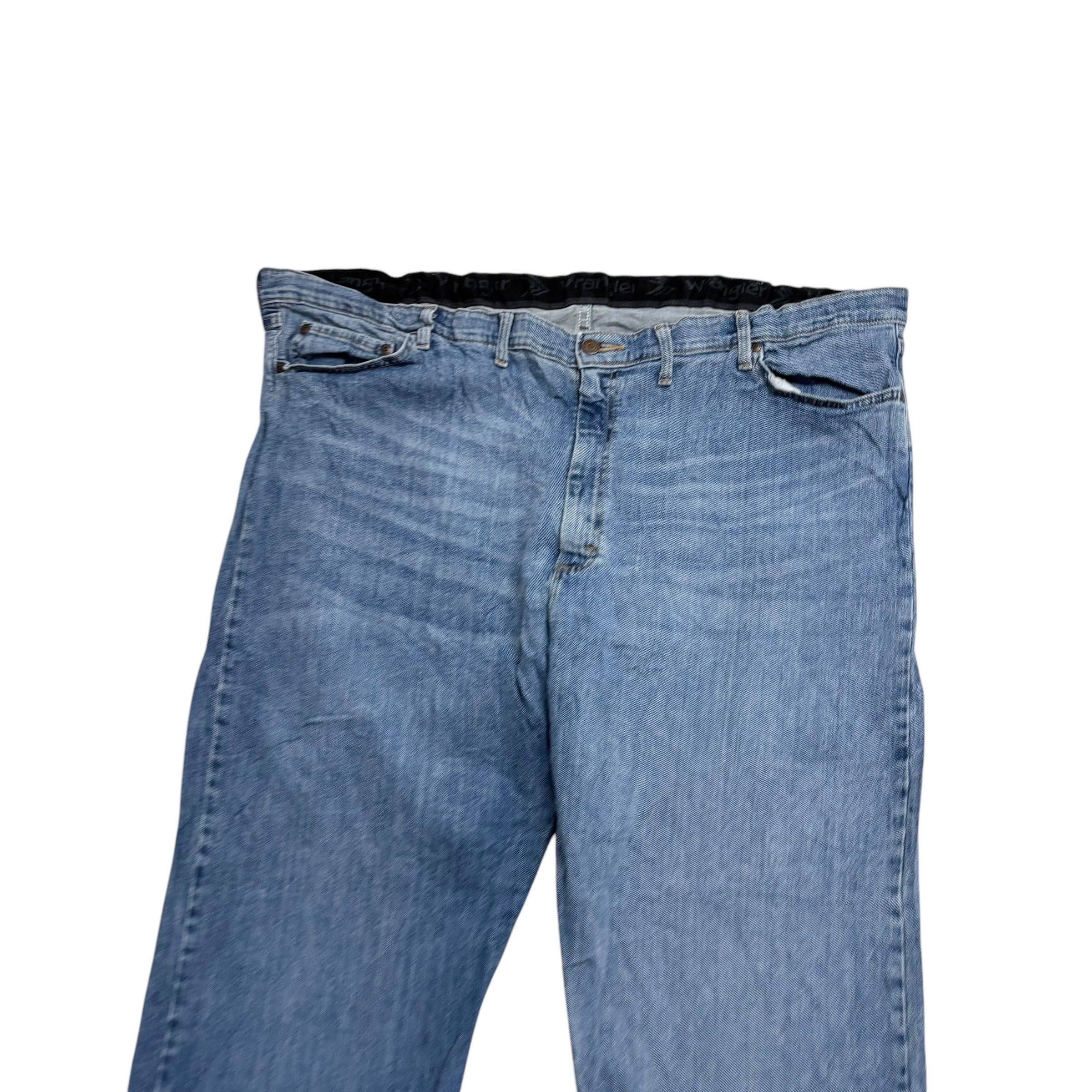 Wrangler Jeans W48 L30 Mens Light Blue Relaxed Straight Fit Stretch Denim (E)