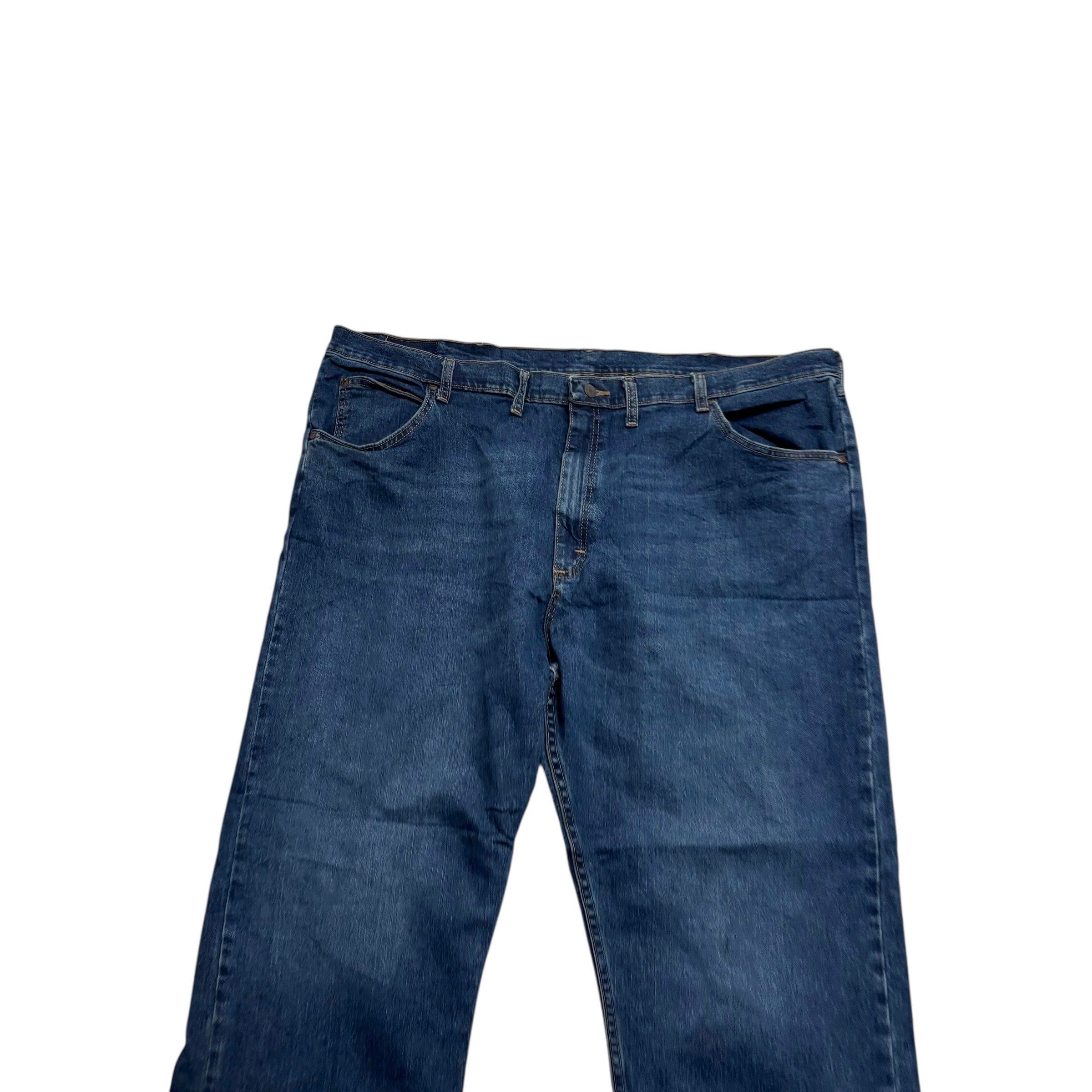 Wrangler Jeans W46 L30 Mens Dark Blue Relaxed Straight Fit Stretch Denim (E)