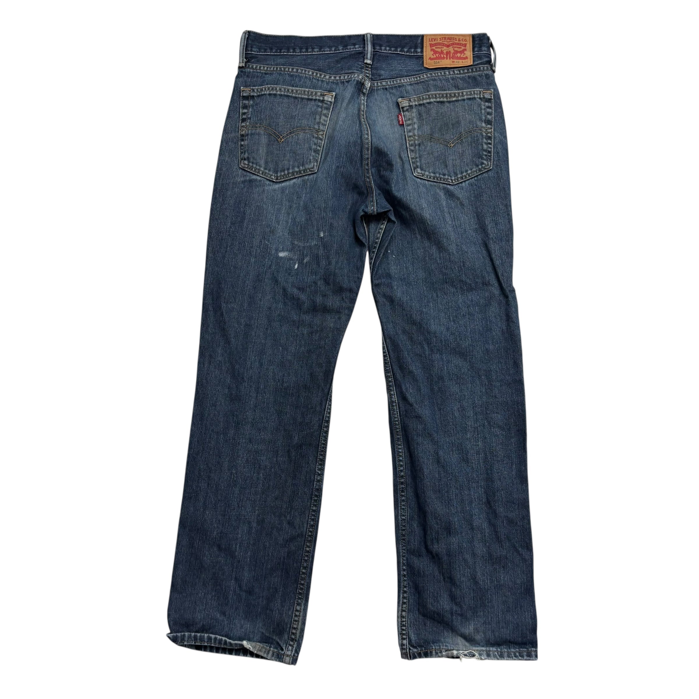 Levis 514 Jeans W32 L30 Mens Dark Blue Regular Straight Fit Denim (F)