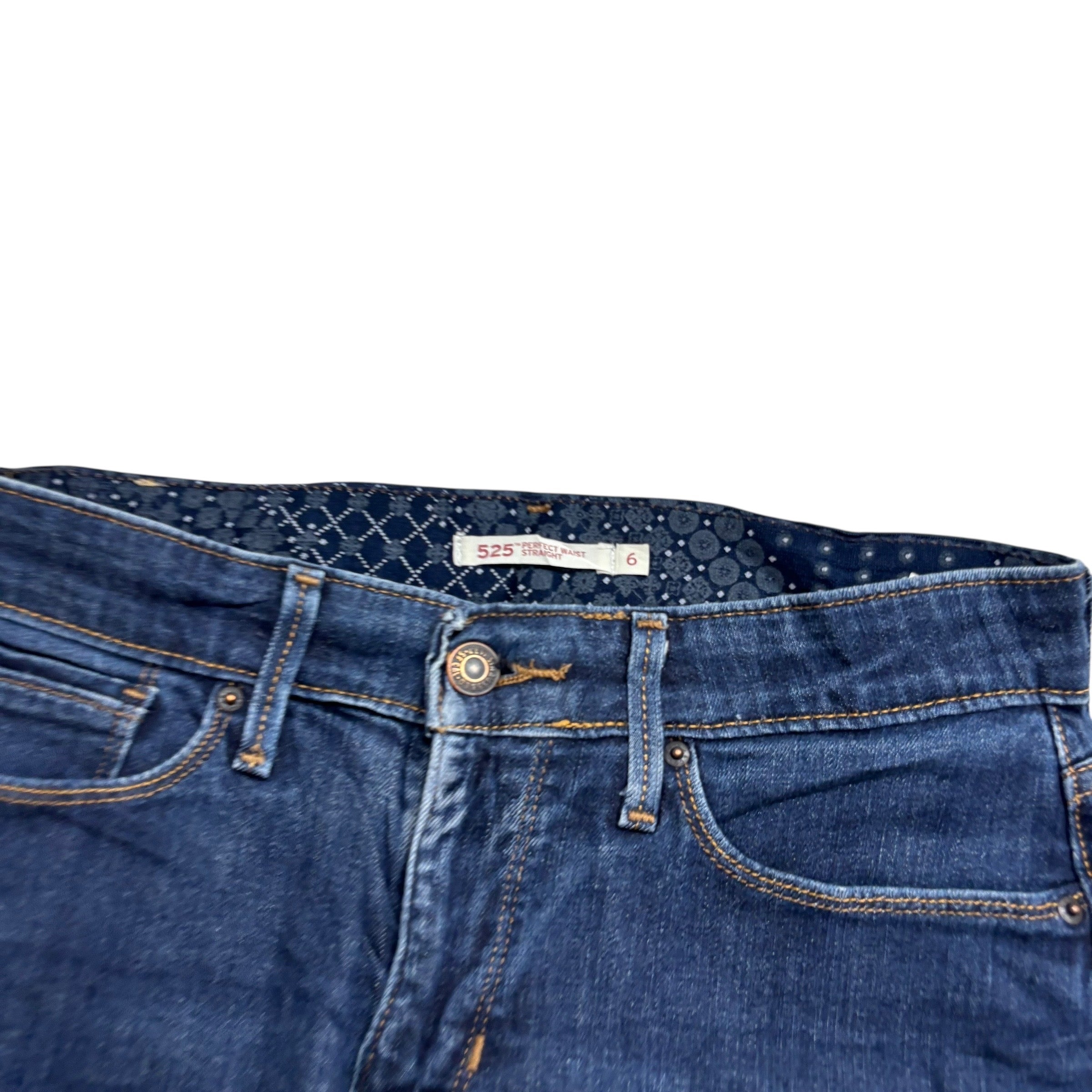 Levis 525 Jeans W28 L32 Womens Regular Straight Dark Blue Stretch Denim