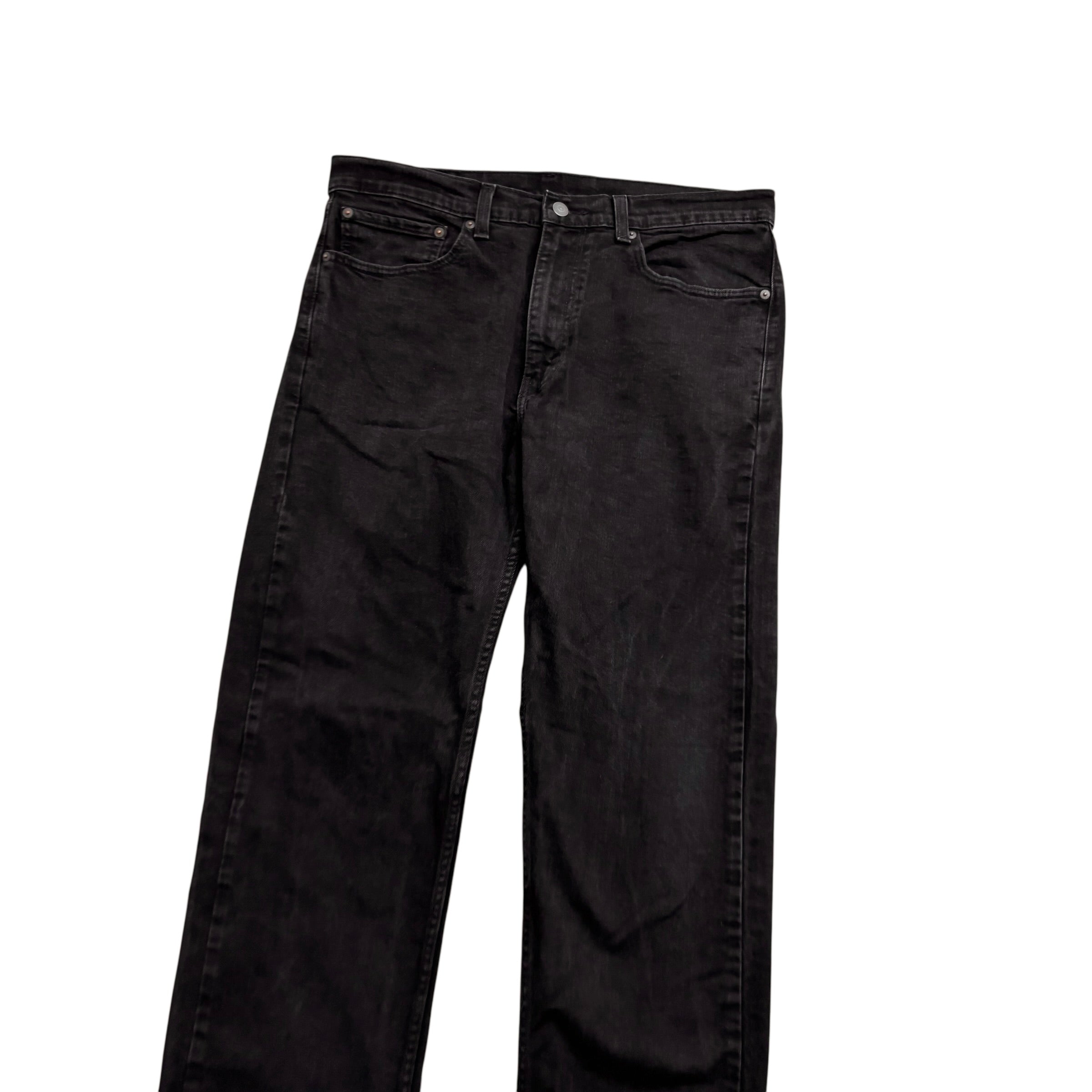 Levis 505 Jeans W36 L30 Mens Black Regular Straight Fit Stretch Denim (E)