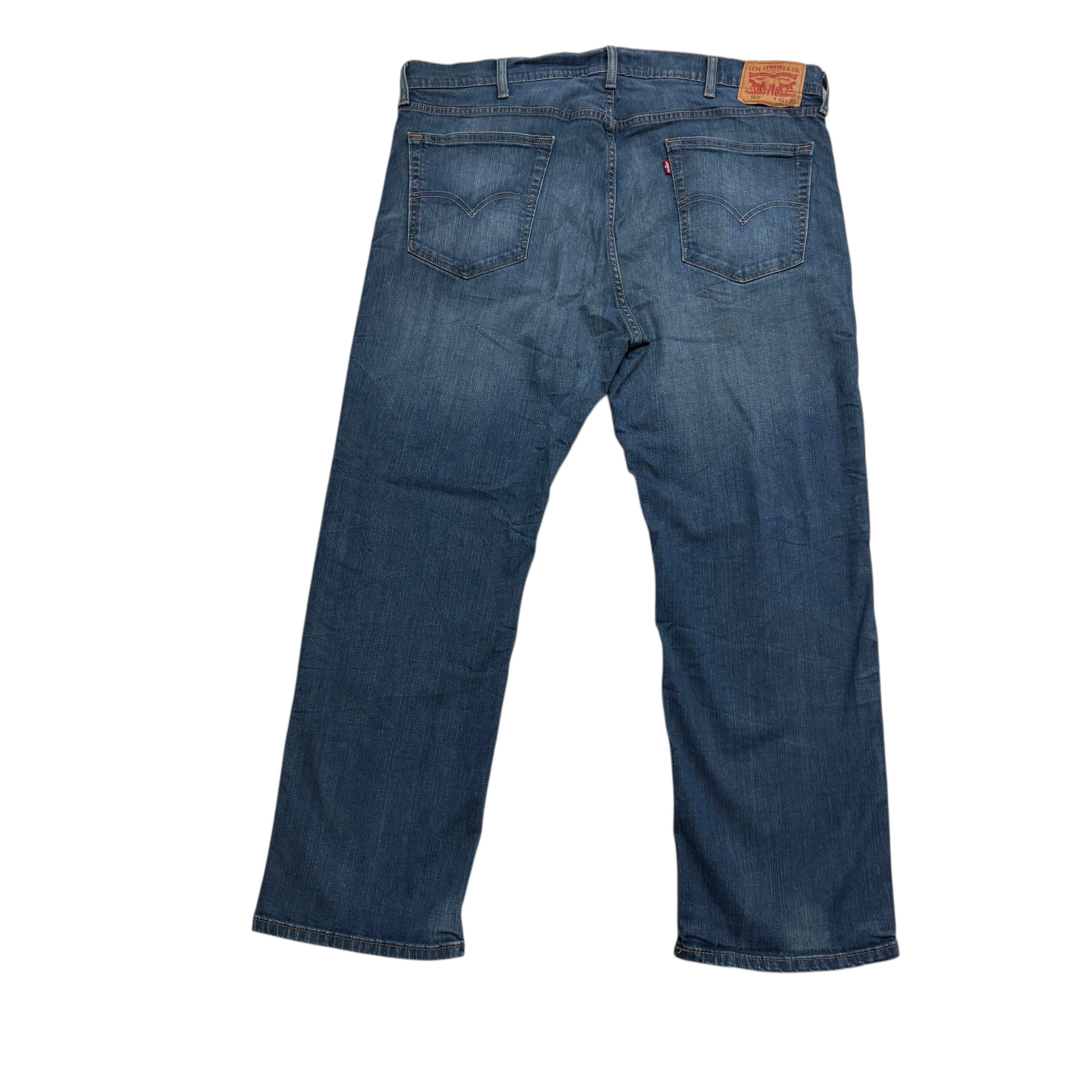 Levis 559 Jeans W42 L30 Mens Dark Blue Relaxed Straight Fit Stretch Denim (E)