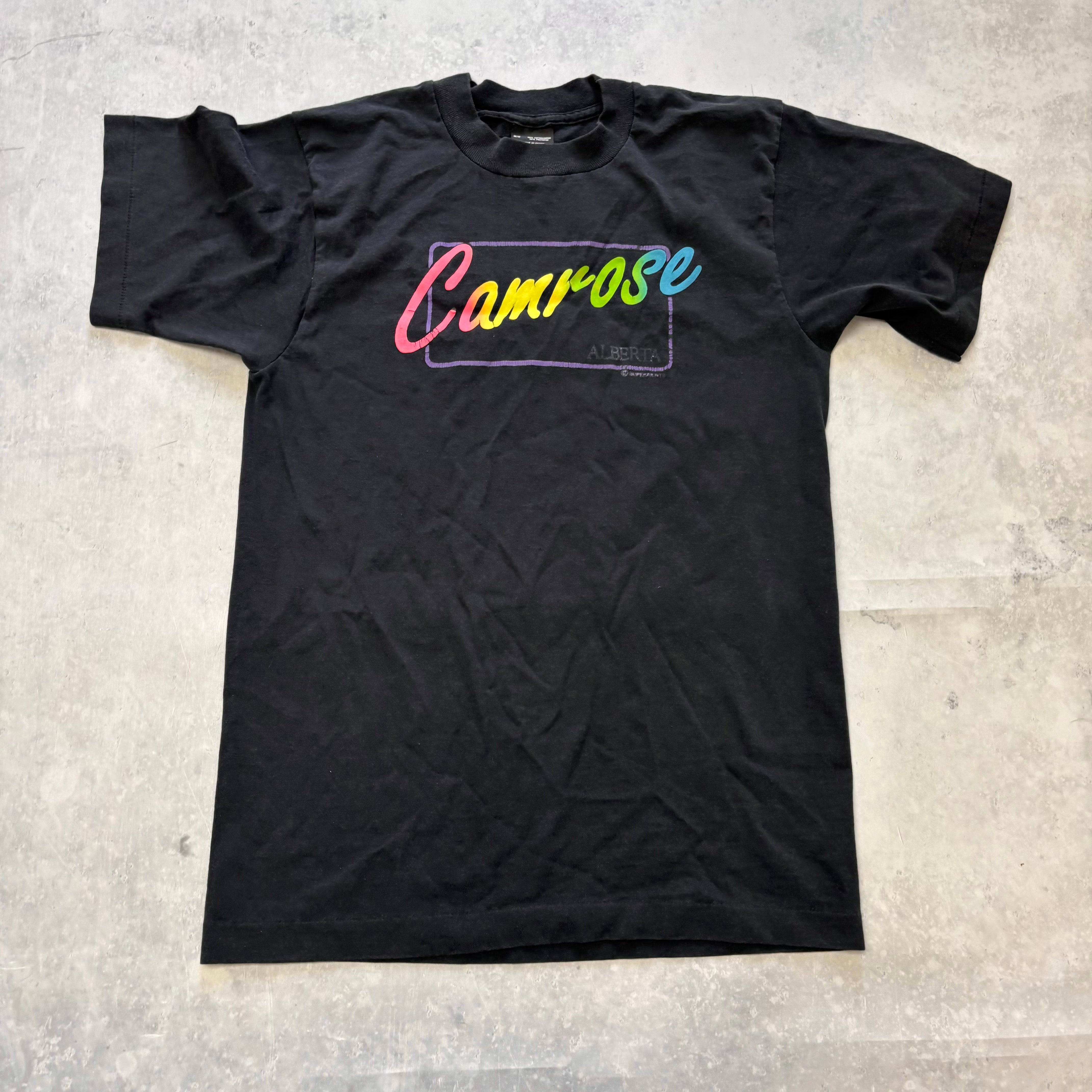 Vintage T Shirt Mens XS Black Single Stitch Graphic Print 90s Tourist