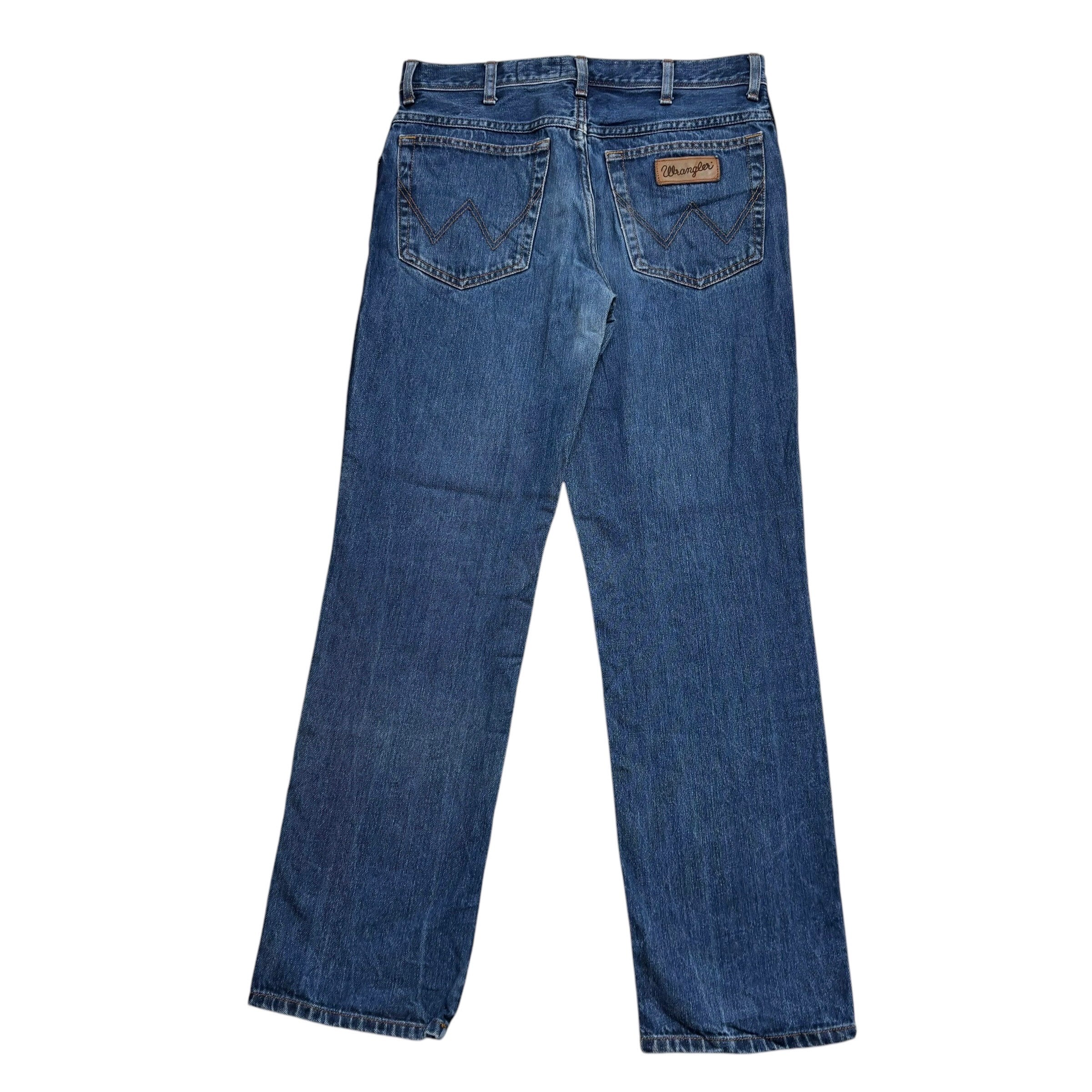 Wrangler Texas Jeans W32 L32 Mens Mid Blue Regular Straight Fit Denim (E)